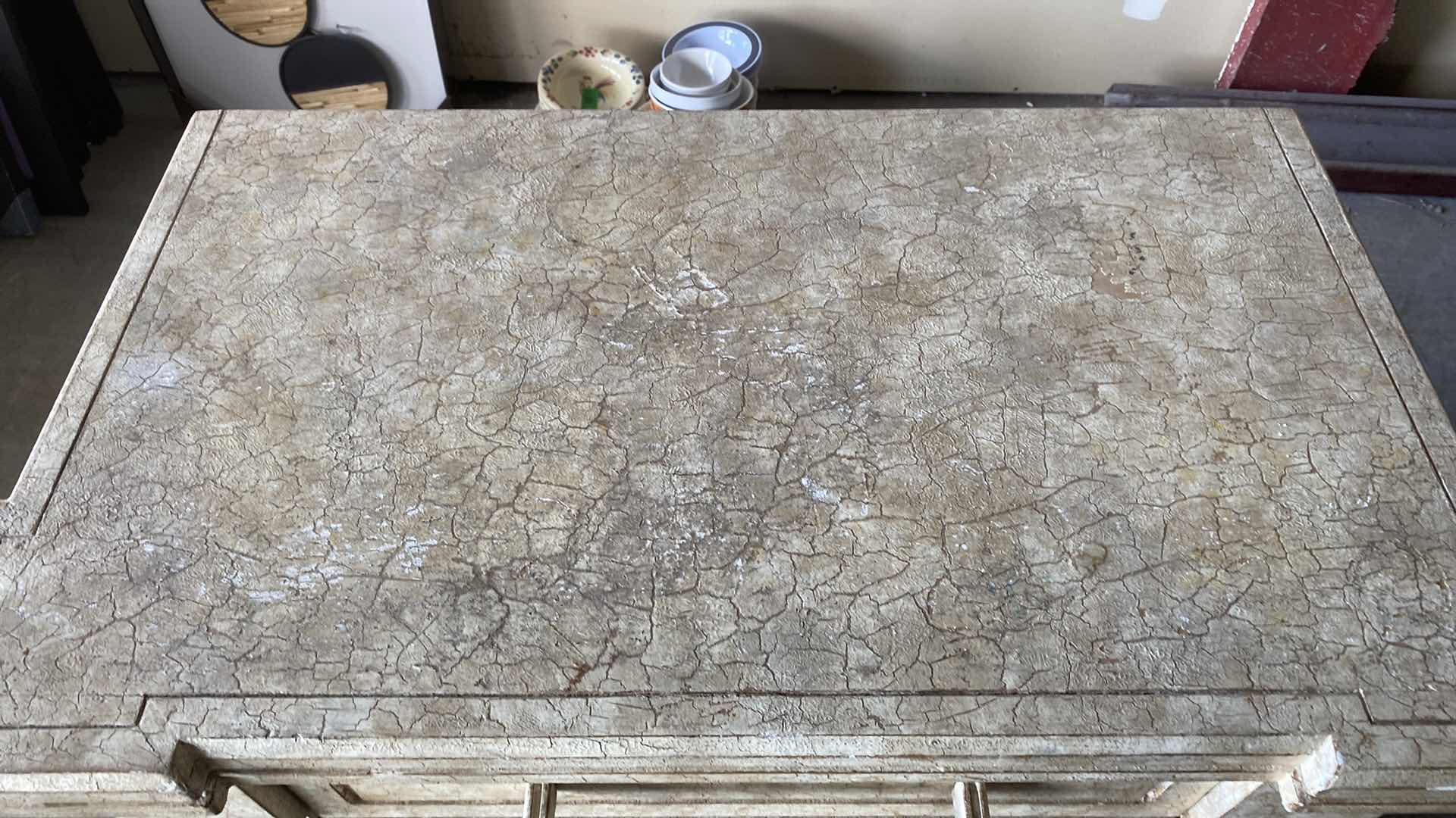 Photo 1 of WOOD CRACKLE FINISH 3 DRAWER CHEST 41“ x 24“ H 33 1/2”