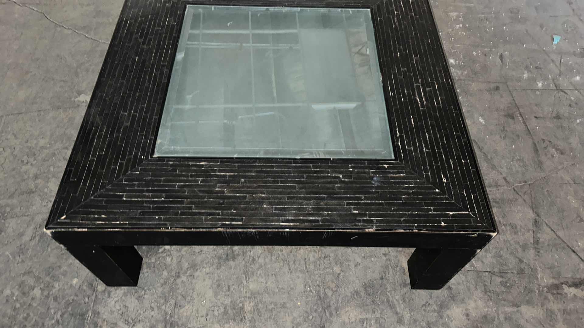 Photo 1 of COCKTAIL TABLE WITH GLASS INSERT 40” x 16”