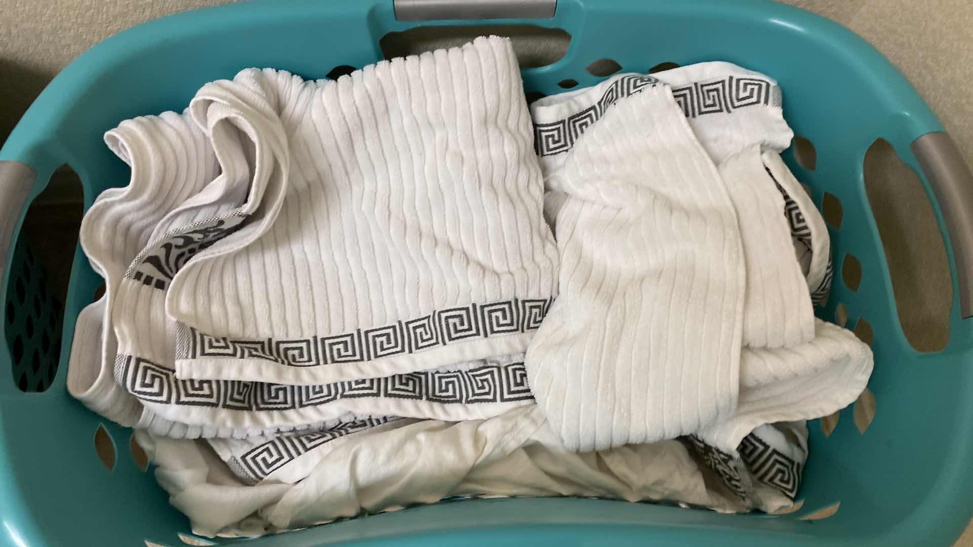 Photo 2 of LAUNDRY BASKETS WITH ASSORTED CLOTHING TOWELS AND MORE