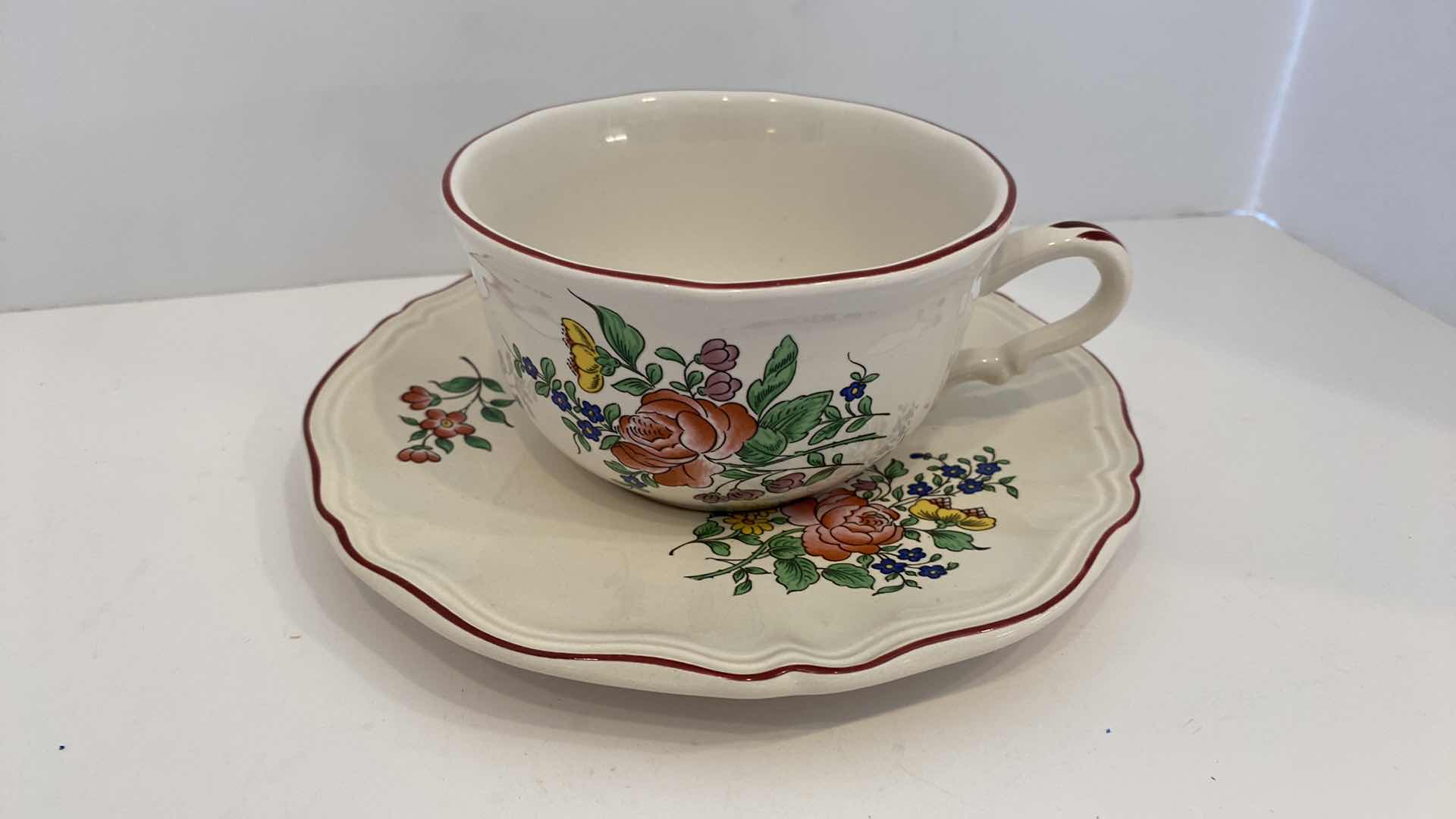 Photo 1 of CONTENTS OF KITCHEN DRAWER OLD STRASBOURG BY LUNEVILLE FRANCE PLATTER CUP AND SAUCER