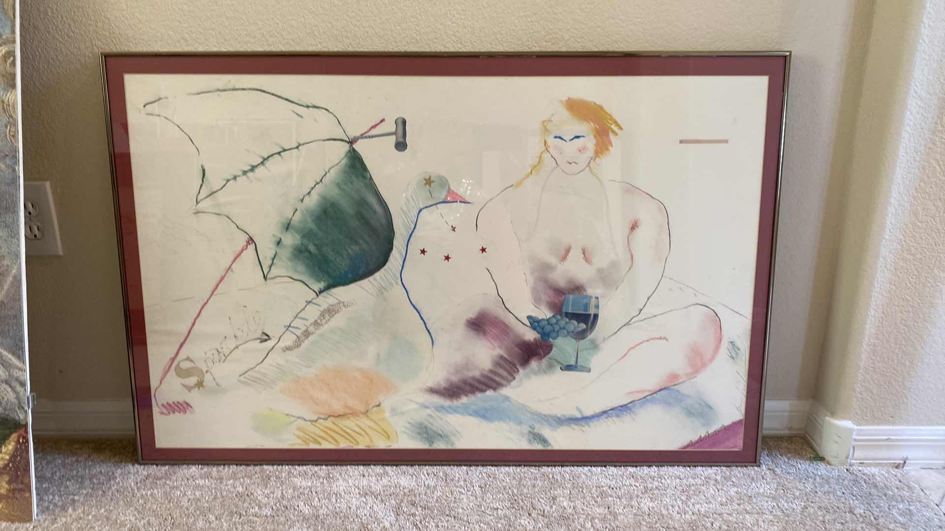 Photo 1 of FRAMED JONI SPADARO SIGNED GRAPHIC ABSTRACT  ARTWORK 40” x 26”