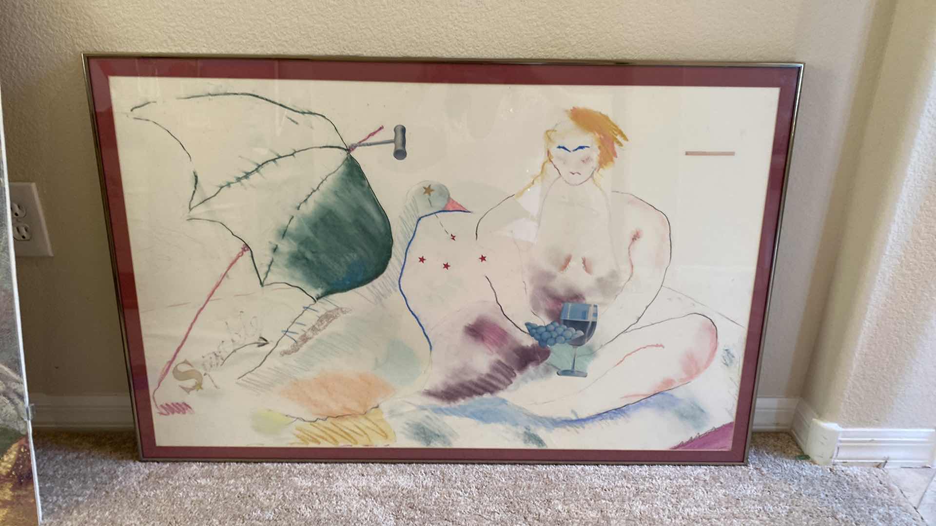 Photo 3 of FRAMED JONI SPADARO SIGNED GRAPHIC ABSTRACT  ARTWORK 40” x 26”