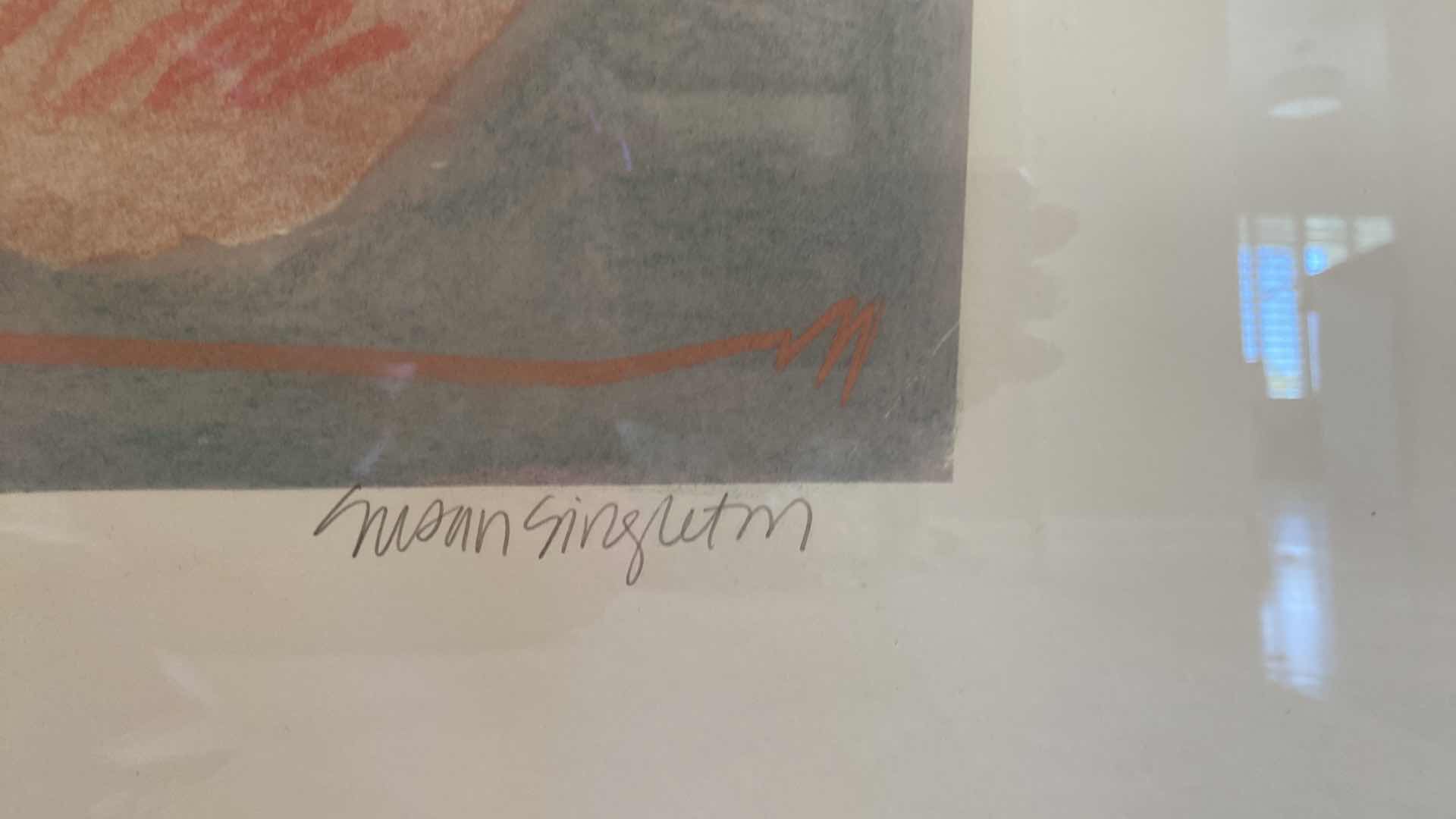 Photo 1 of  FRAMED SIGNED  52/175 SUSAN SINGLETON HILLS LITHOGRAPH 36 1/2” x 28” including frame ARTWORK