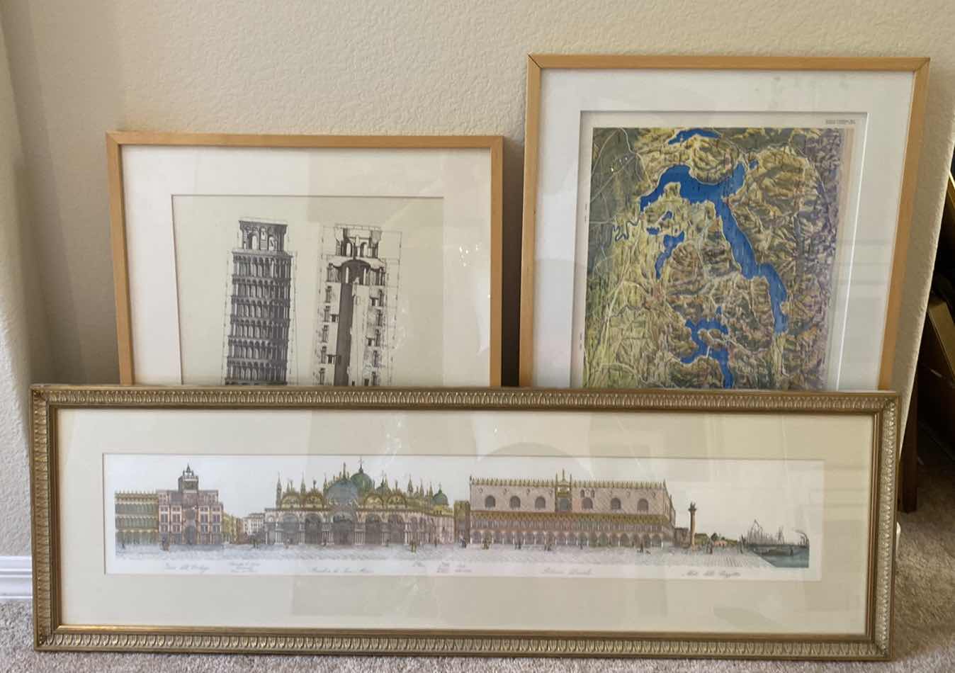 Photo 1 of 3 FRAMED POSTER ARCHITECTURE AND MAP ARTWORK, LARGEST 18 1/2” x 29 1/2”