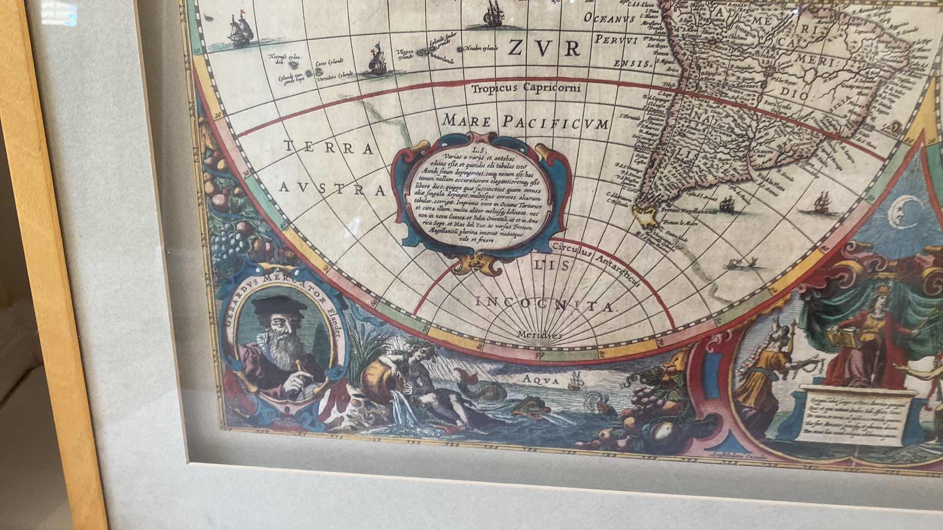 Photo 1 of GOLD FRAMED GLOBE MAP ARTWORK 34” x 27”