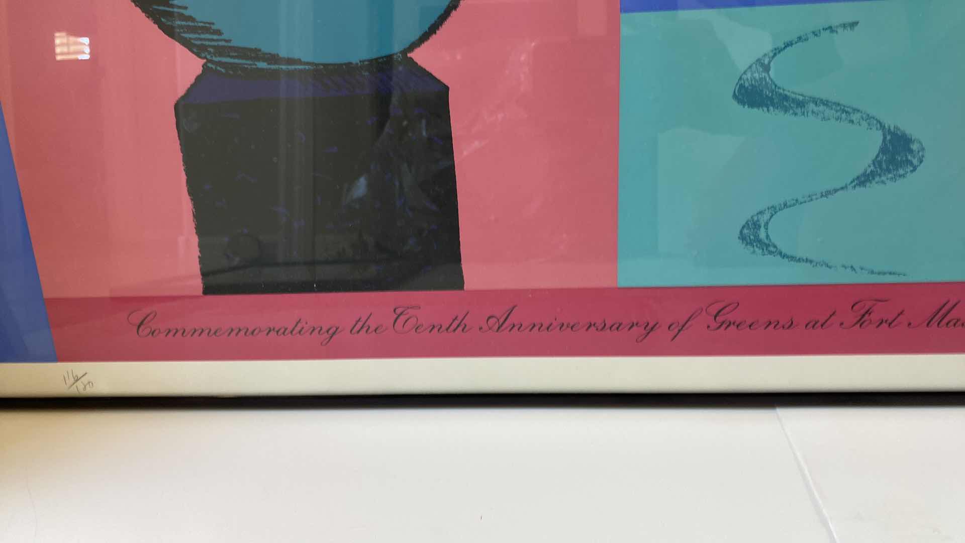 Photo 1 of FRAMED SIGNED AND NUMBERED ANNIVERSARY ARTWORK GREENS AT FORT MASON JULE 4, 1989 40” x 21”