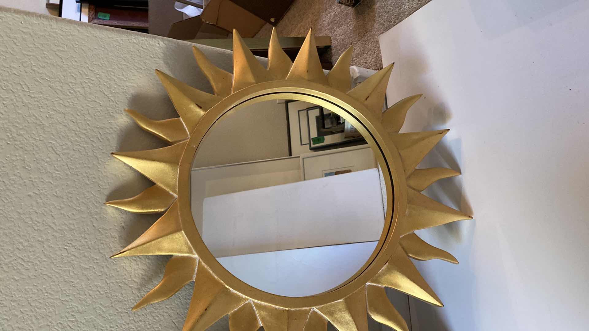 Photo 5 of GOLD FRAMED SIGNED GRAPHIC ARTWORK 20 1/2” x 20 1/2” AND SUN MIRROR 22”