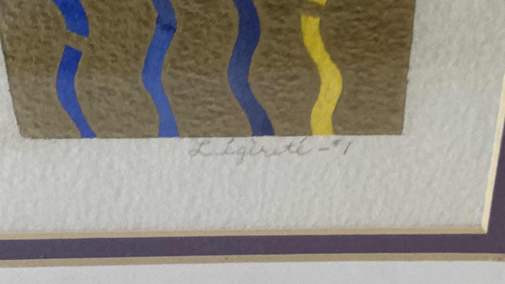 Photo 3 of GOLD FRAMED SIGNED GRAPHIC ARTWORK 20 1/2” x 20 1/2” AND SUN MIRROR 22”