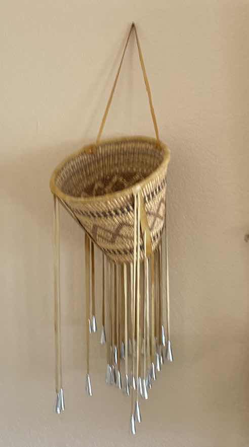 Photo 1 of APACHE BURDEN BASKET HIDE AND JUNGLE COMES CONES 11” DIAMETER H 34” OVERALL HEIGHT