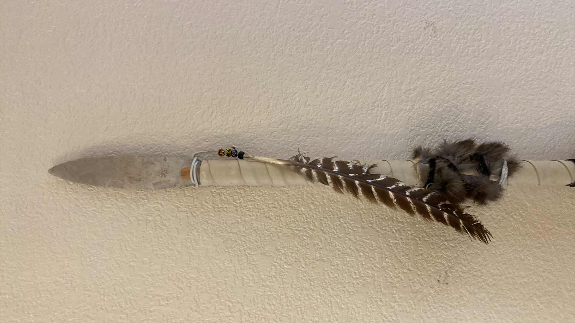 Photo 2 of NATIVE AMERICAN SPEAR WITH FUR AND HIDE 77 1/2”