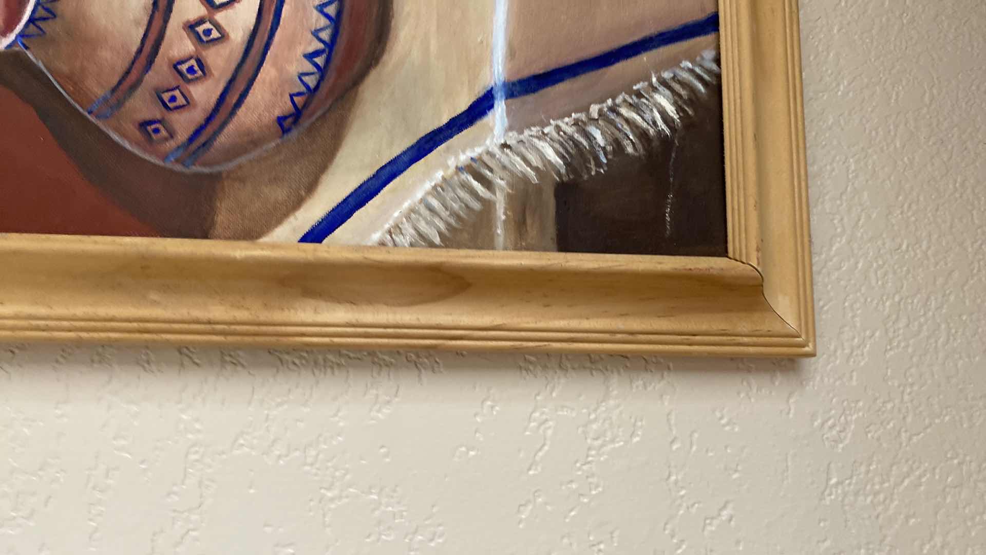 Photo 1 of FRAMED SOUTHWEST POTTERY SIGNED ON CANVAS ARTWORK 19” X 22 1/2”