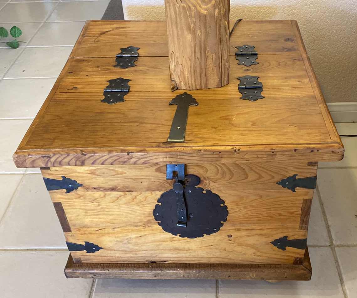 Photo 1 of KNOTTY PINE END TABLE WITH STORAGE 23 1/2“ x 23 1/2“ H 19”