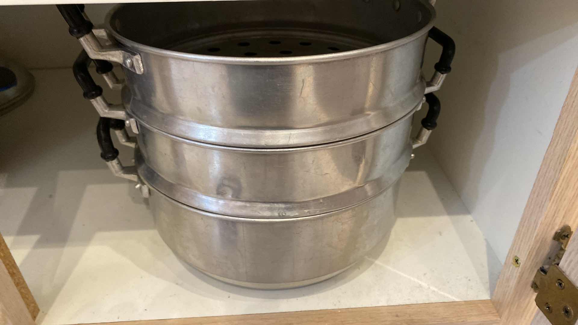 Photo 1 of CONTENTS OF KITCHEN CABINET PANS RICE COOKER AND MORE