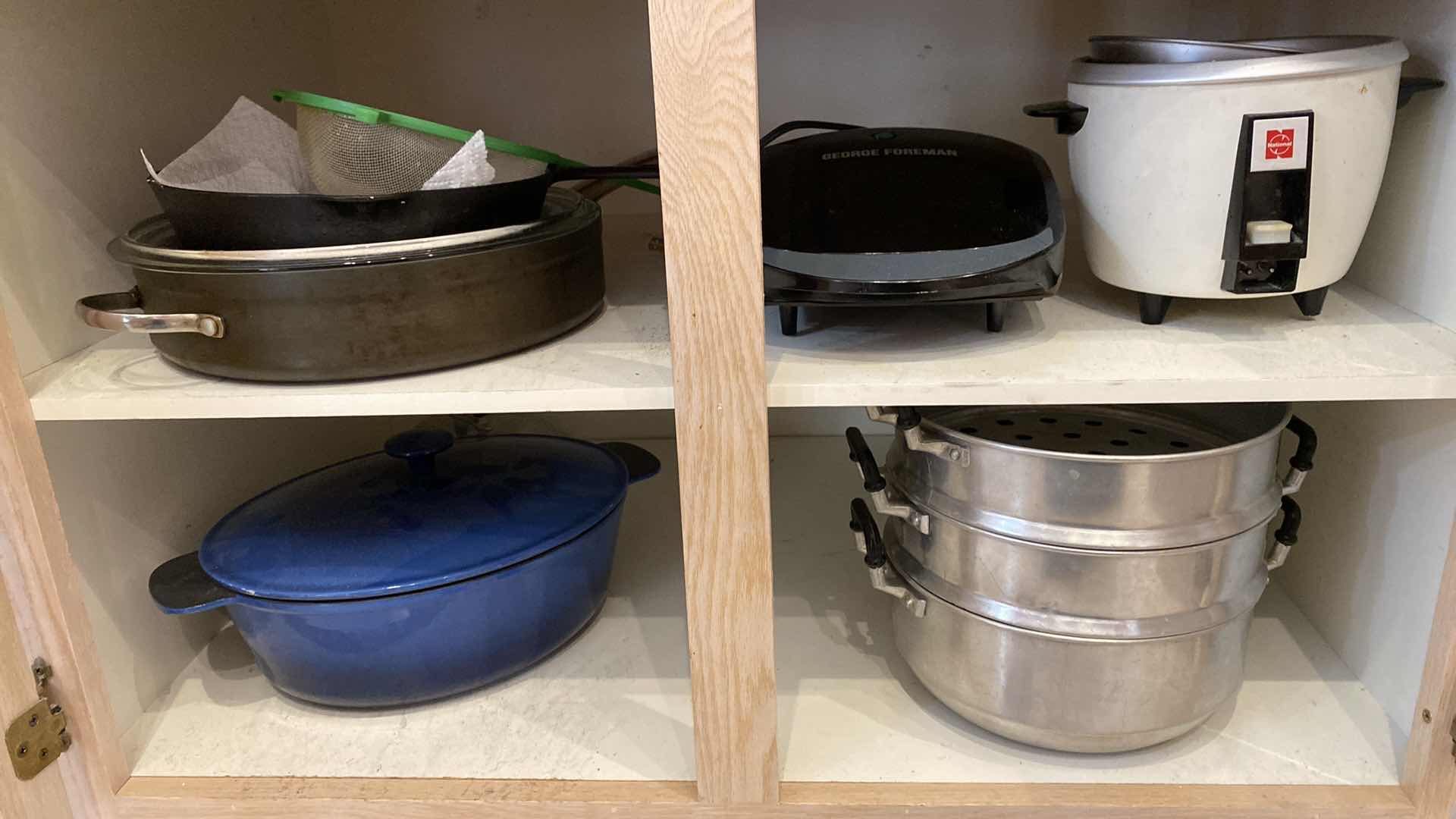 Photo 1 of CONTENTS OF KITCHEN CABINET PANS RICE COOKER AND MORE