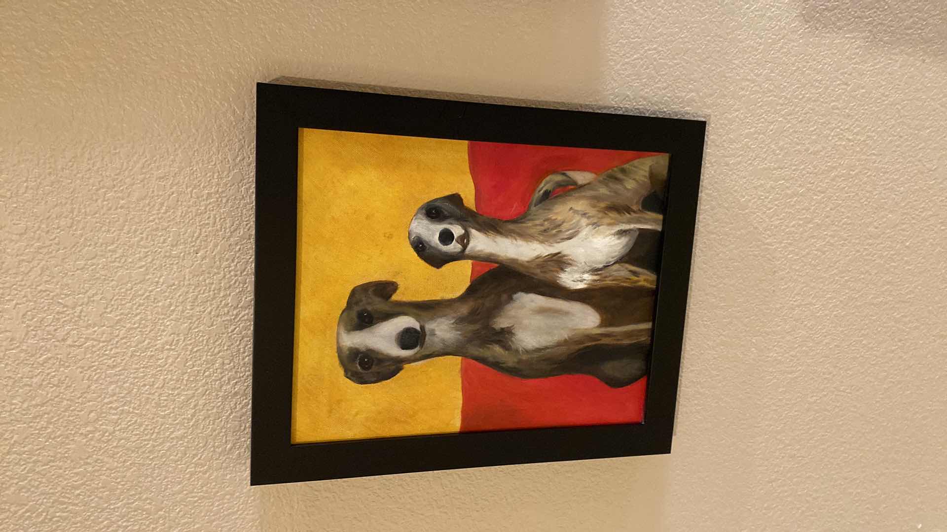 Photo 1 of FRAMED ORIGINAL CANVAS ARTWORK DOGS 13” x 18”