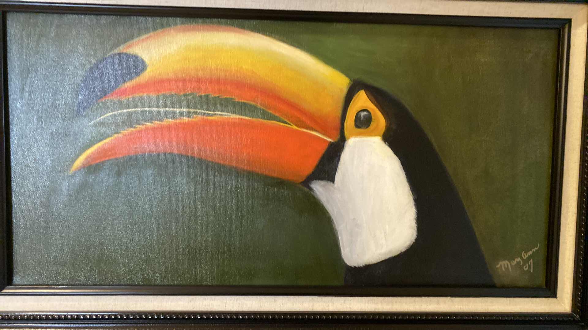 Photo 1 of FRAMED ORIGINAL TOUCAN ON CANVAS ARTWORK 29 1/2” x 17 1/2”