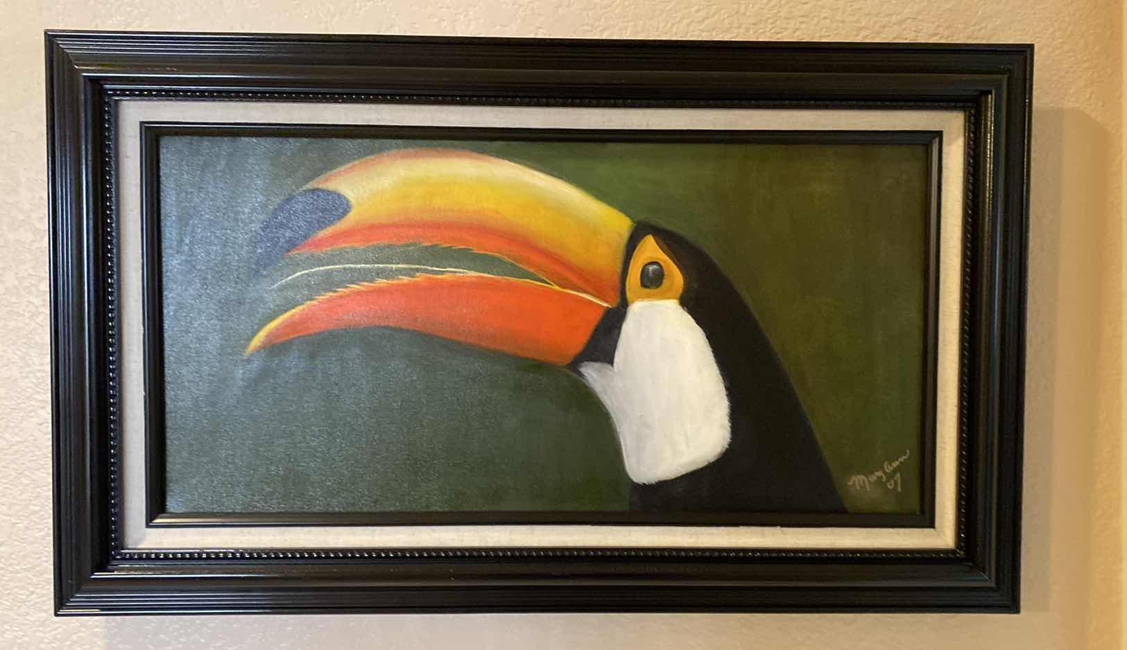 Photo 1 of FRAMED ORIGINAL TOUCAN ON CANVAS ARTWORK 29 1/2” x 17 1/2”