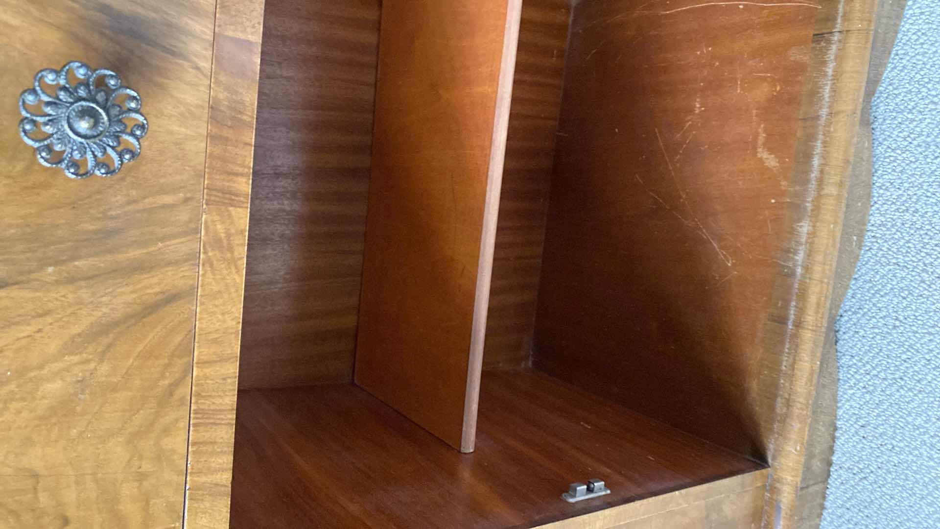 Photo 1 of ANTIQUE SECRETARY WITH CURVED GLASS 50” x 15” H 44”