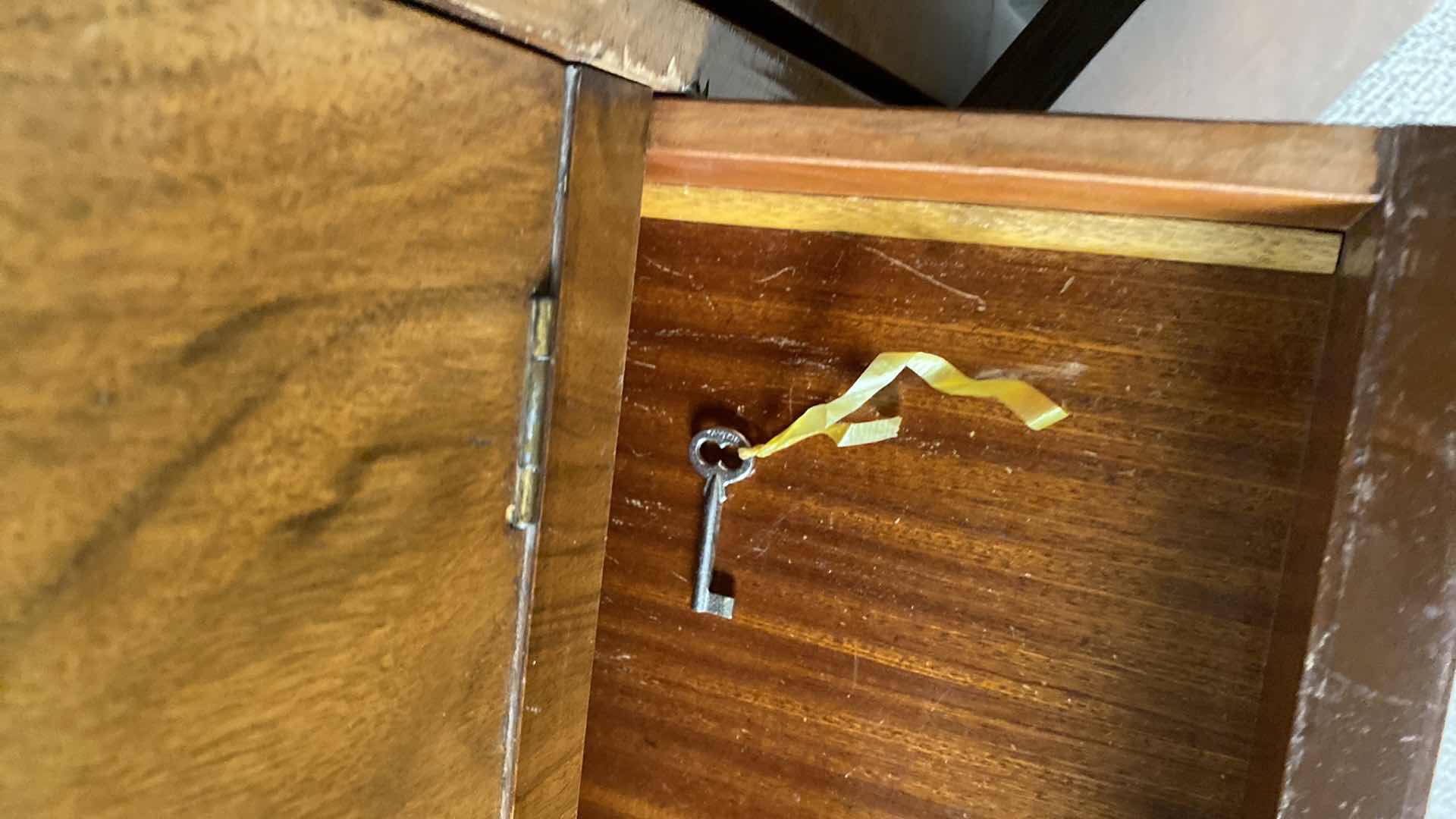 Photo 1 of ANTIQUE SECRETARY WITH CURVED GLASS 50” x 15” H 44”