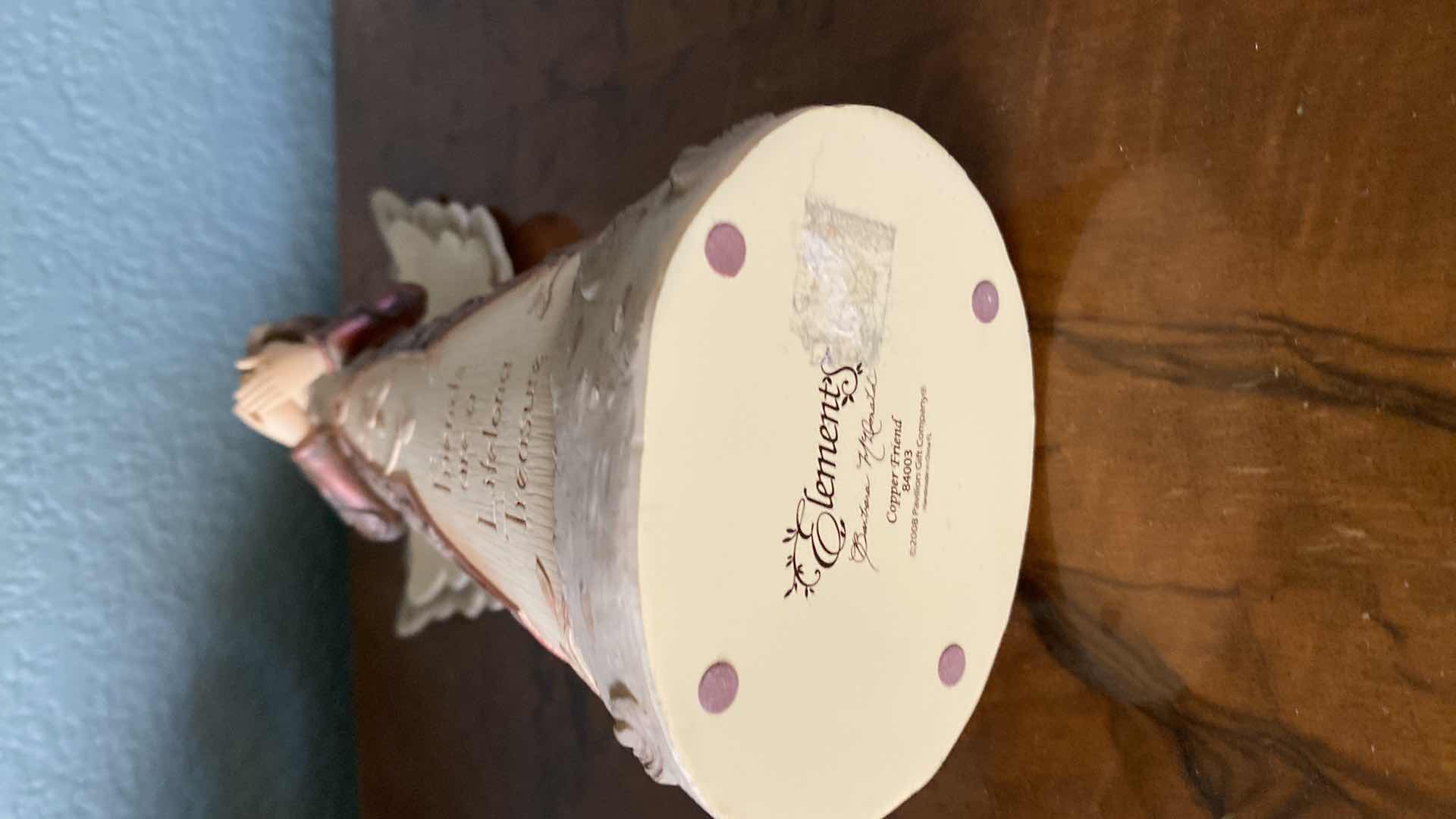 Photo 1 of ELEMENT COPPER FRIEND ANGEL H 9” AND 1990 PAUL SEBASTIAN PORCELAIN FIGURINE MOTHER AND DAUGHTER H 7”