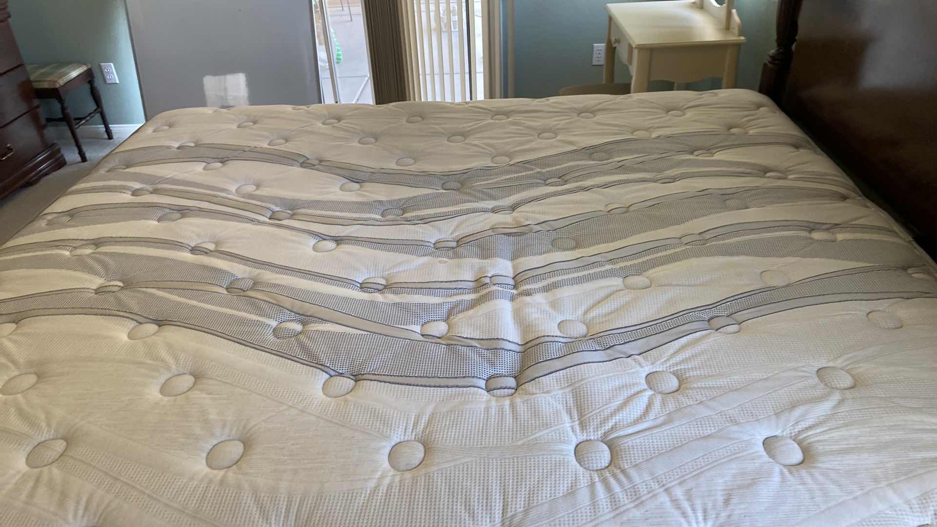 Photo 1 of CHERRY BED FRAME AND MATTRESS CA KING SERTA PERFECT SLEEPER HEADBOARD 78“ x 87“