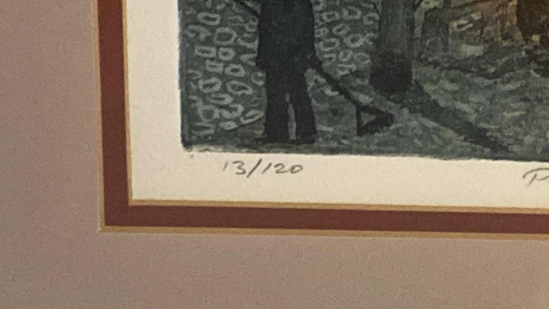 Photo 1 of GOLD METAL FRAMED “PARISIAN PARK” SIGNED NUMBERED ARTWORK 16” x 14 1/2”