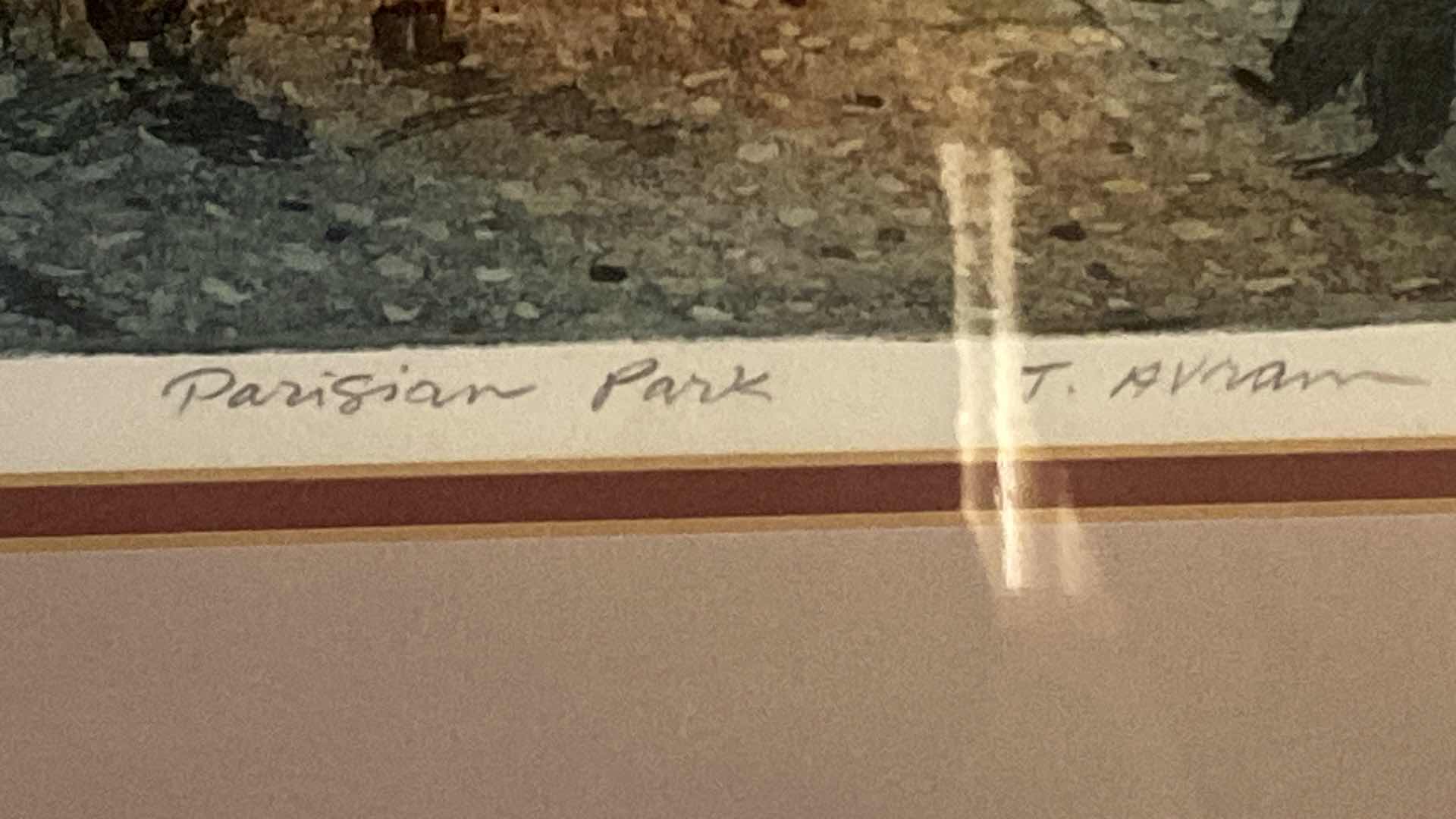 Photo 1 of GOLD METAL FRAMED “PARISIAN PARK” SIGNED NUMBERED ARTWORK 16” x 14 1/2”