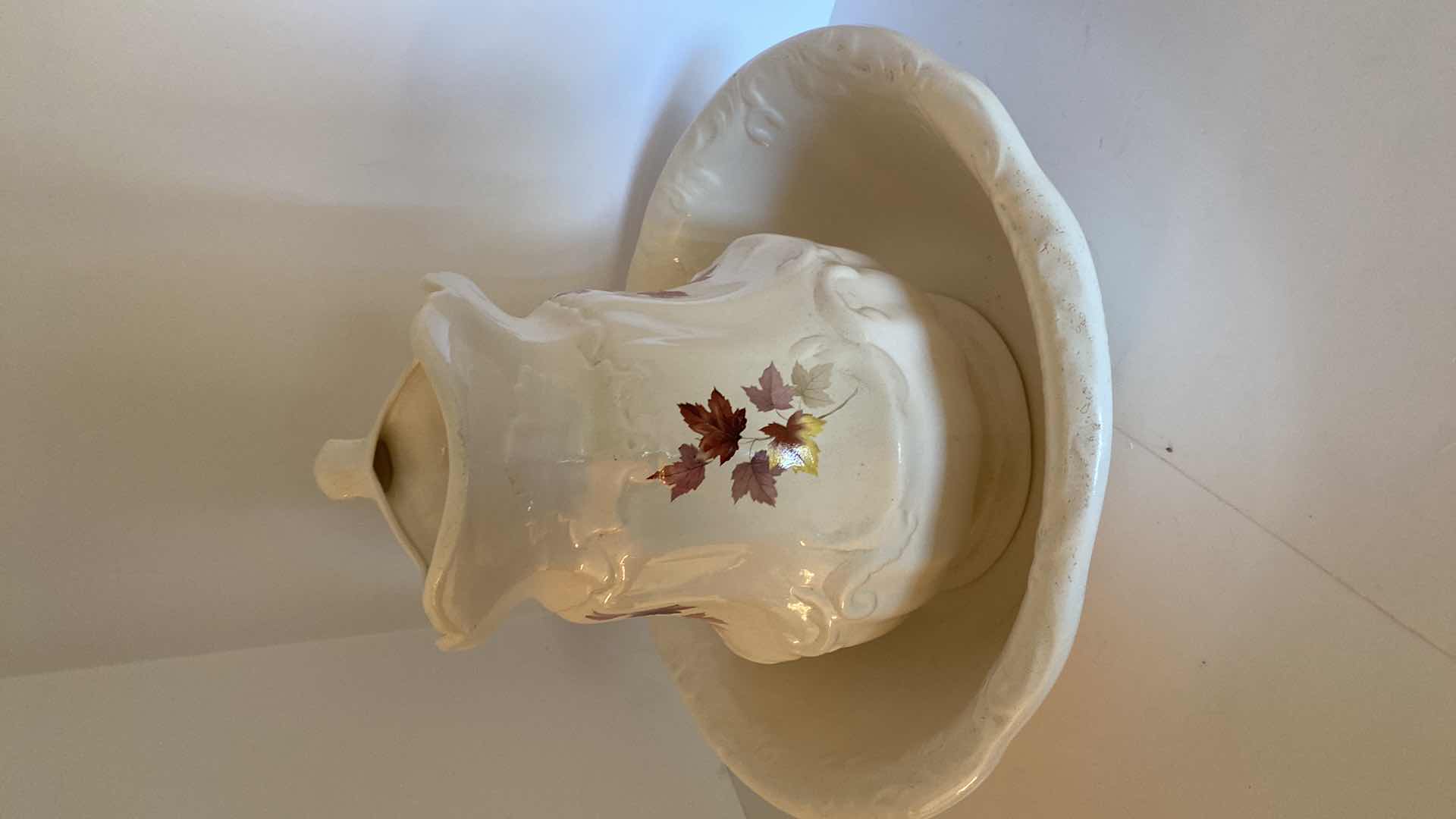 Photo 1 of CERAMIC WATER BOWL AND PITCHER UNMARKED PITCHER H 11 1/2”