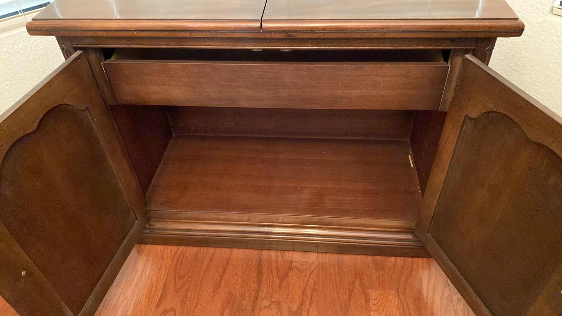 Photo 1 of WOOD BUFFET 39“ x 18“ H 30 1/2” TOP OPENS ( NEEDS NEW HINGES)