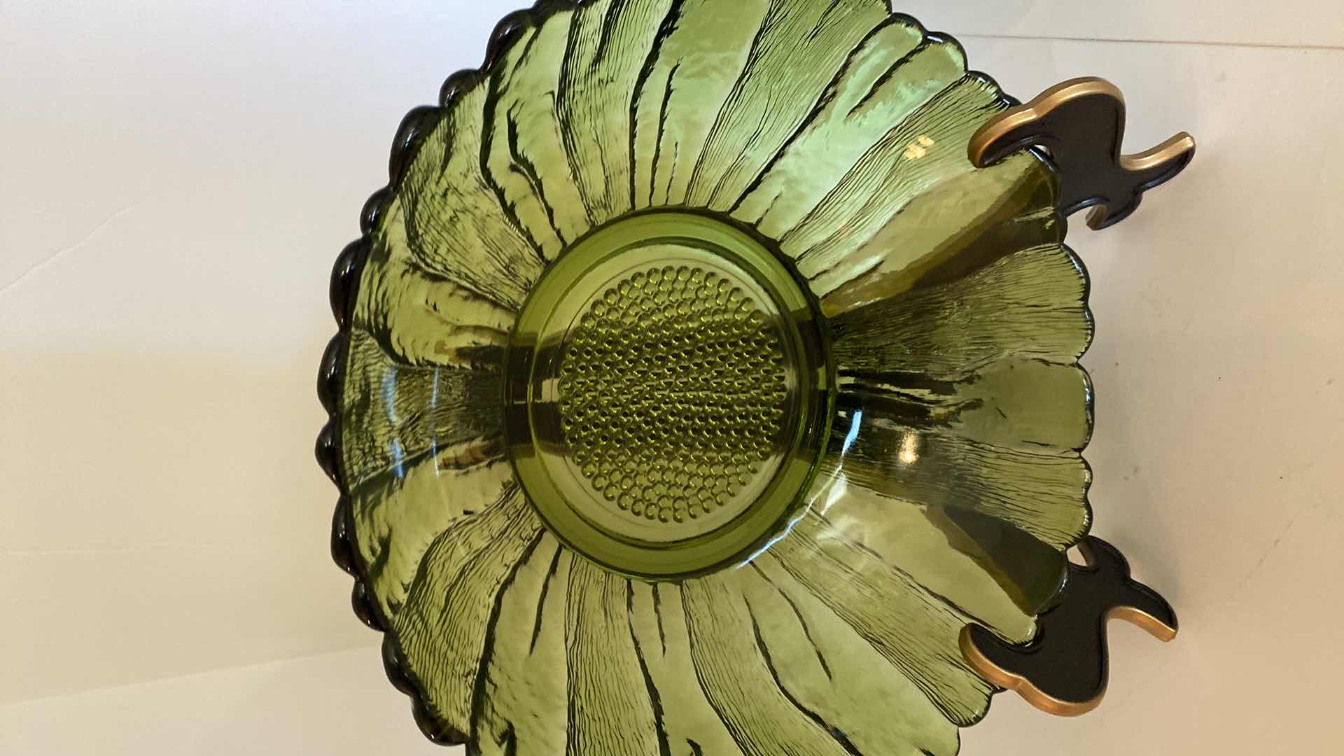 Photo 1 of PAIR OF GREEN GLASS BOWLS LARGEST 10 1/2”