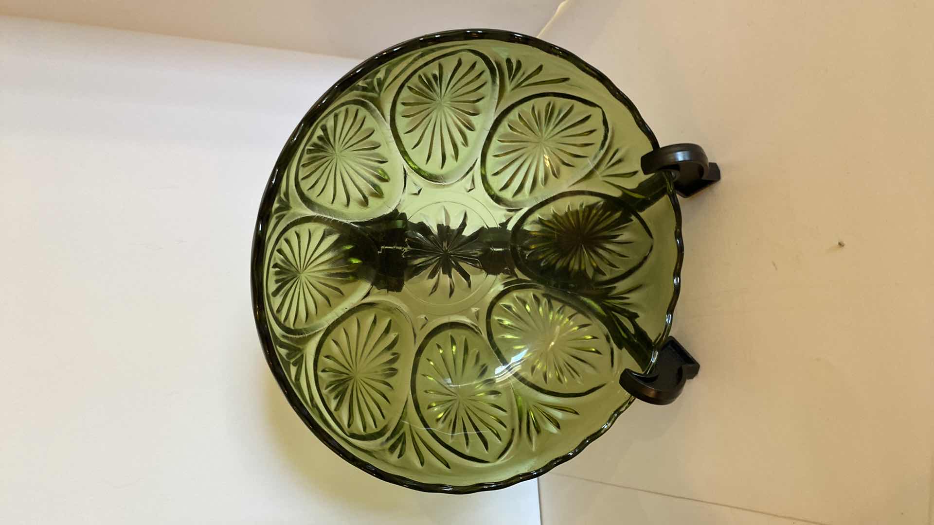 Photo 1 of PAIR OF GREEN GLASS BOWLS LARGEST 10 1/2”