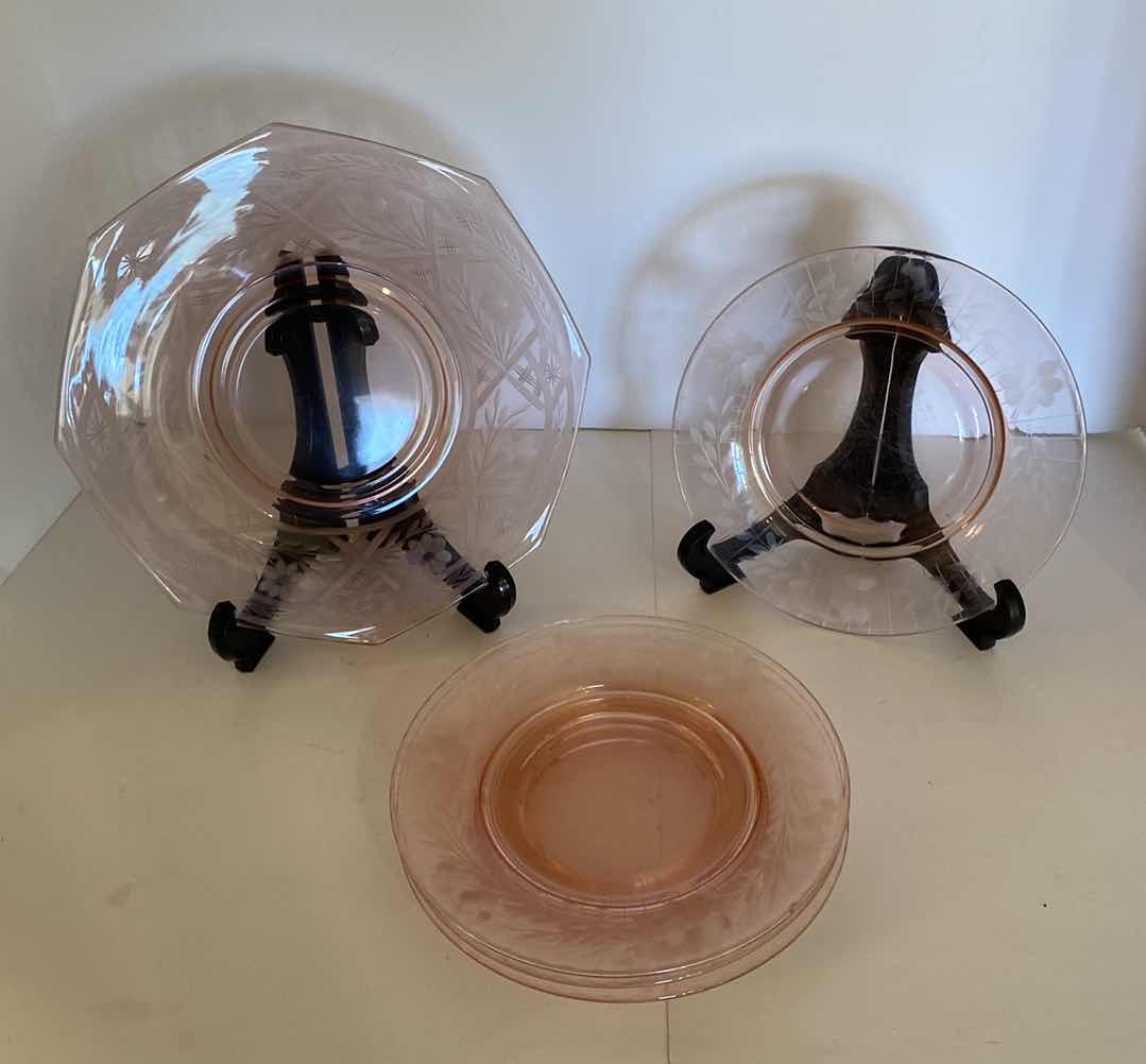 Photo 1 of 5 PIECE PINK GLASS PLATES AND SERVING DISH