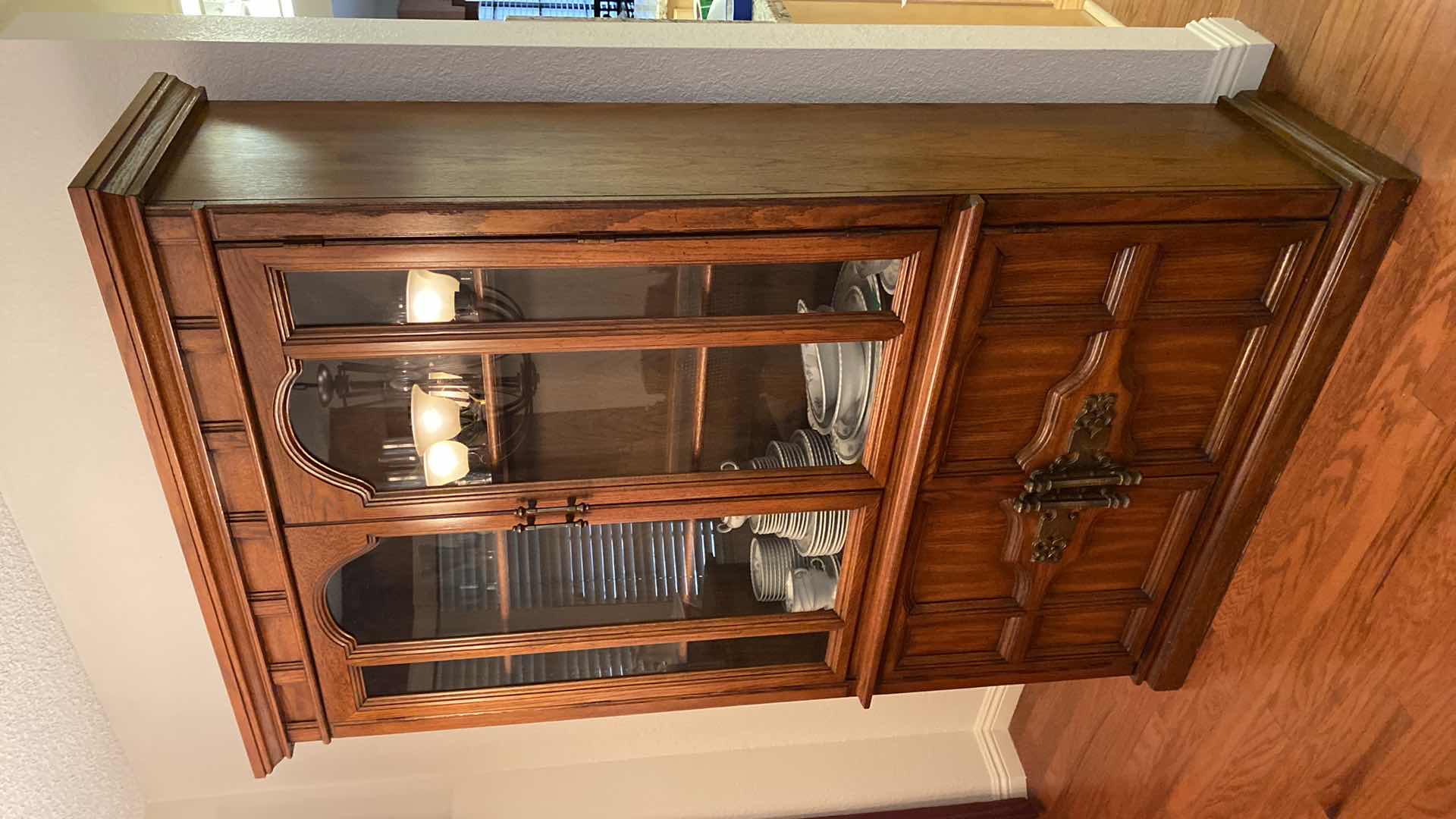 Photo 1 of OAK CHINA DISPLAY CABINET 47“ x 16“ H 75”