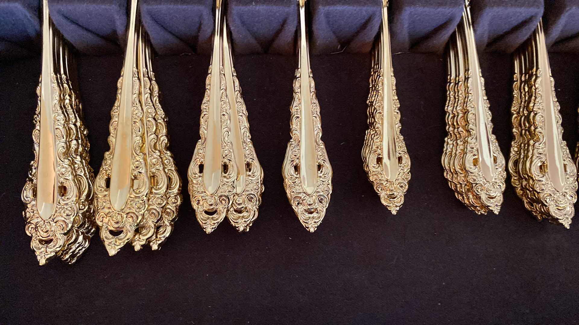 Photo 5 of COMMUNITY GOLD ELECTROPLATE SERVICE FOR 12 PATTERN GOLDEN ROYAL GRANDEAUB WITH SERVING PIECES