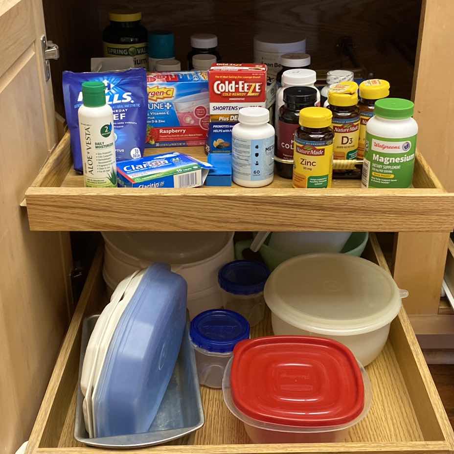 Photo 1 of CONTENTS OF KITCHEN CABINET VITAMINS & STORAGE