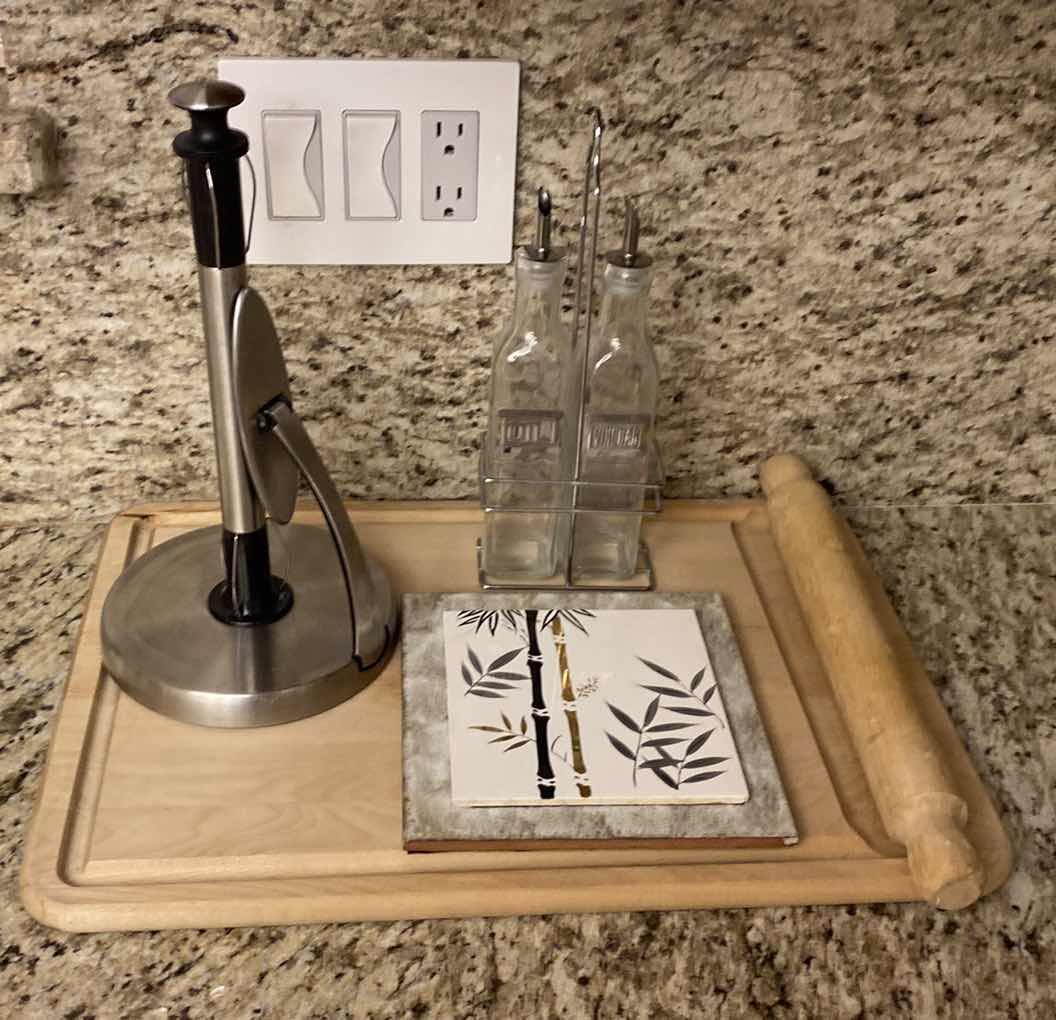 Photo 1 of CUTTING BOARDS WITH ROLLING PIN TOWEL HOLDER AND MORE