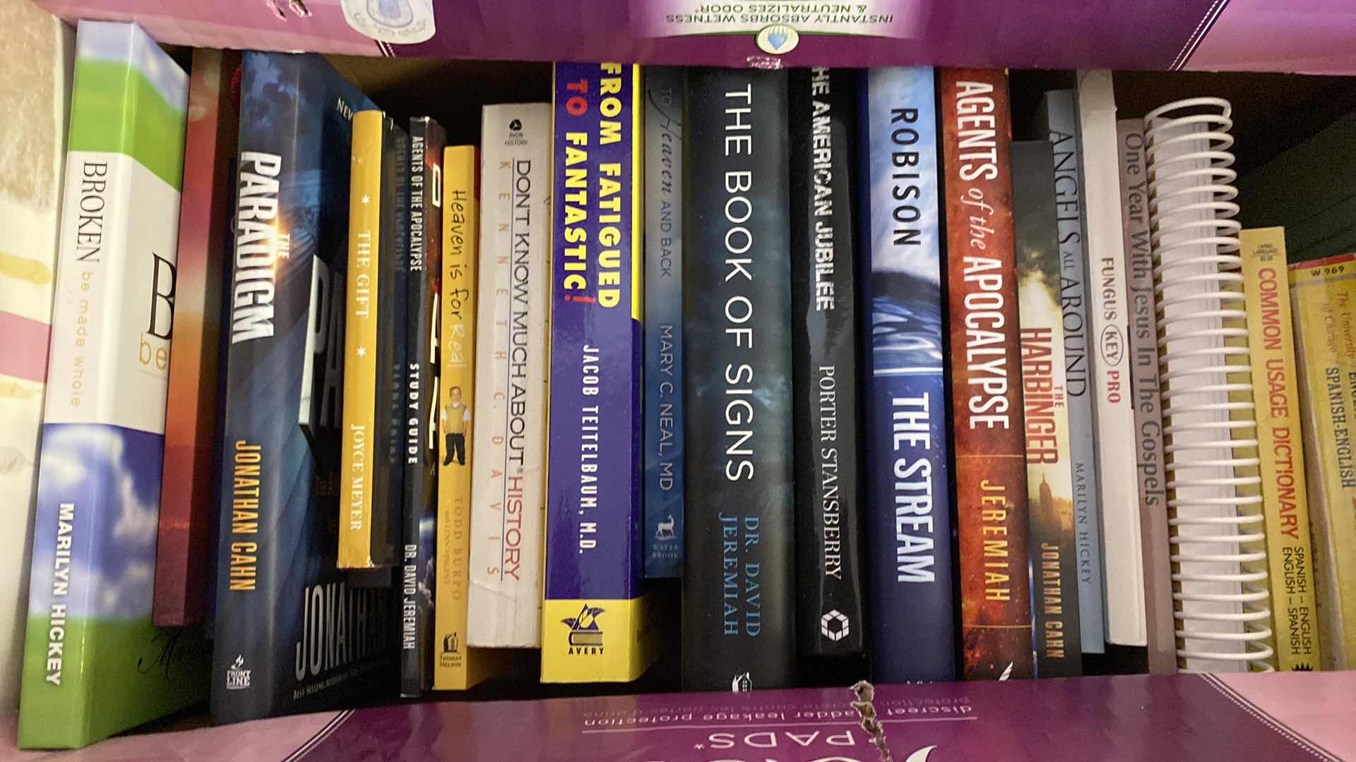 Photo 1 of BOX OF BOOKS AND BOOK ENDS