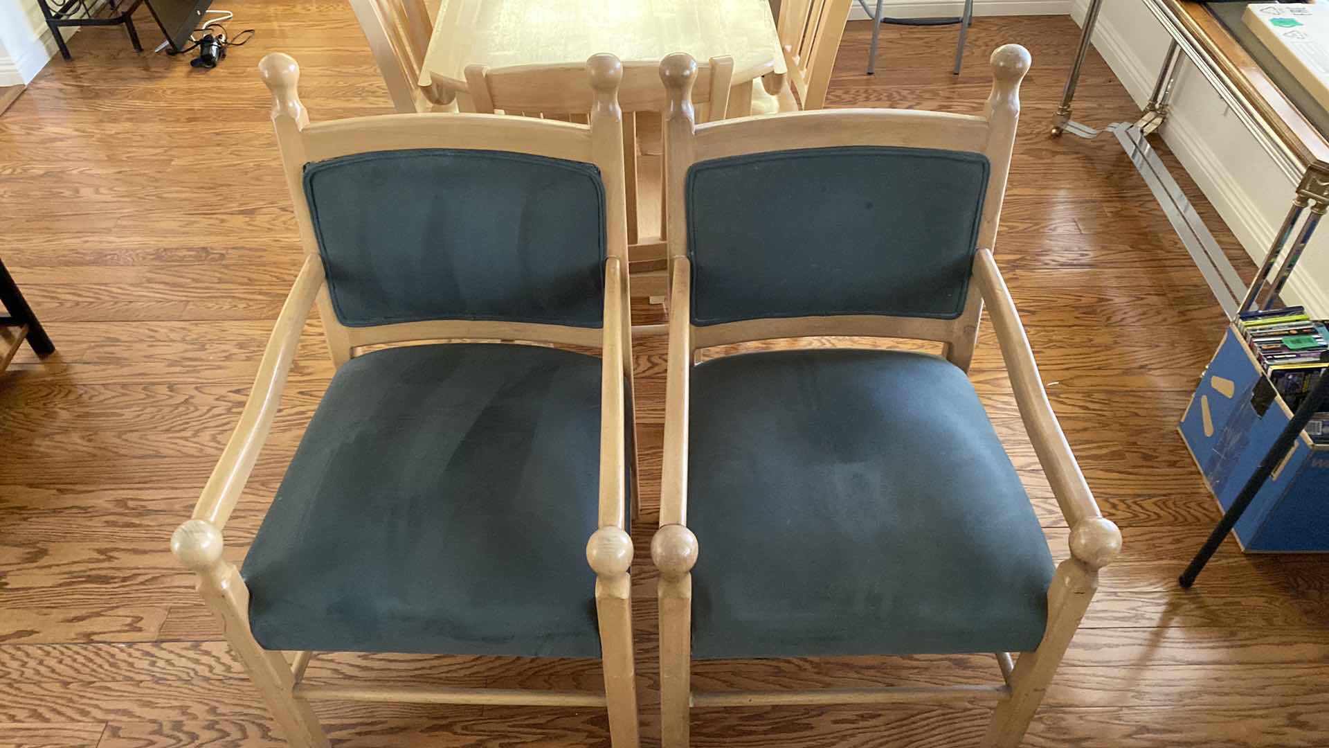 Photo 1 of PAIR OF WOOD AND FAUX LEATHER CHAIRS