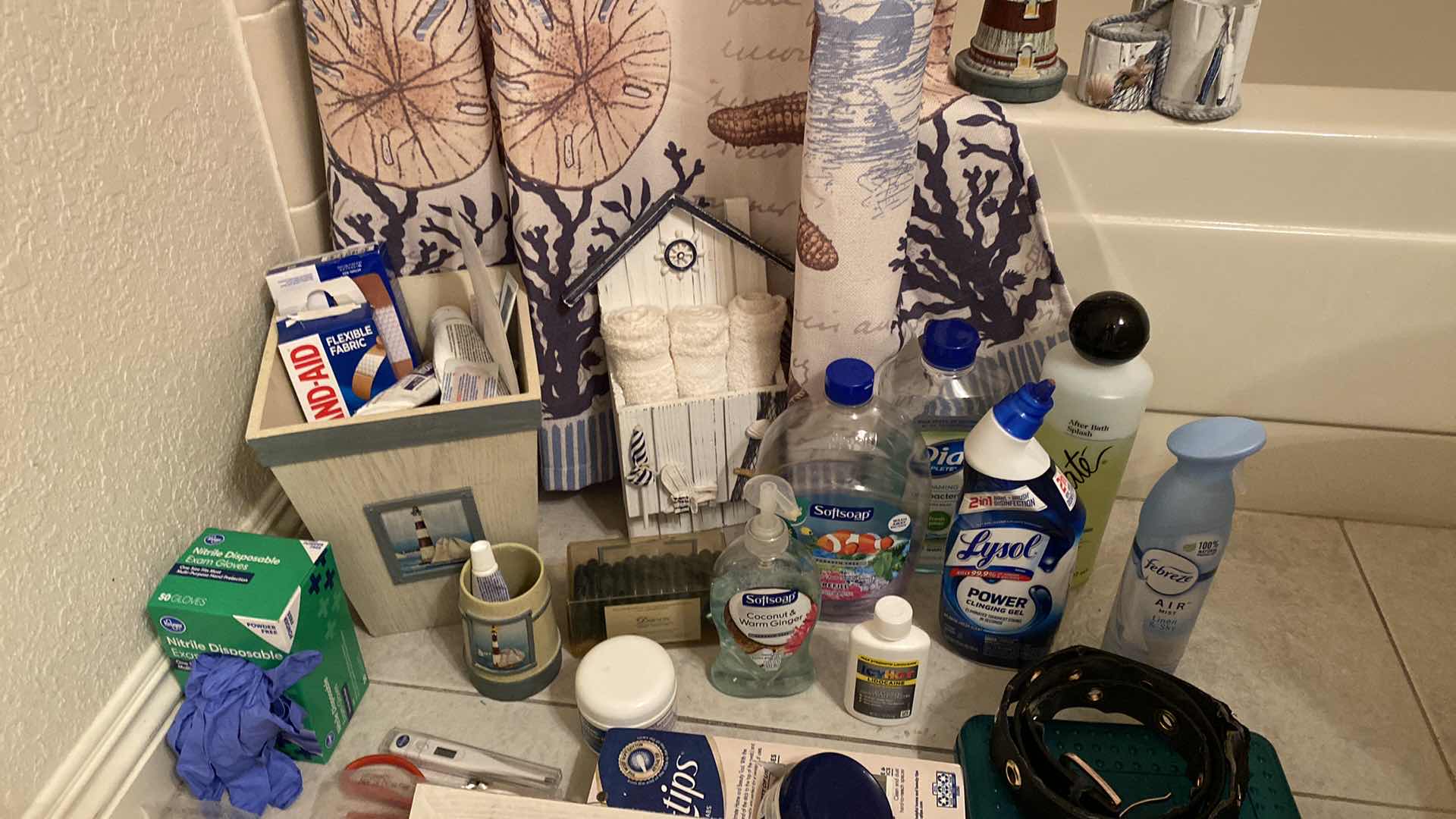 Photo 1 of BEACH BATHROOM ACCESSORIES AND BATHROOM ITEMS - TOTE NOT INCLUDED BRING BOX