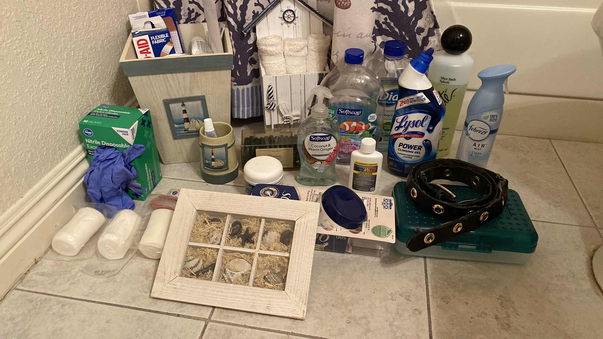 Photo 1 of BEACH BATHROOM ACCESSORIES AND BATHROOM ITEMS - TOTE NOT INCLUDED BRING BOX