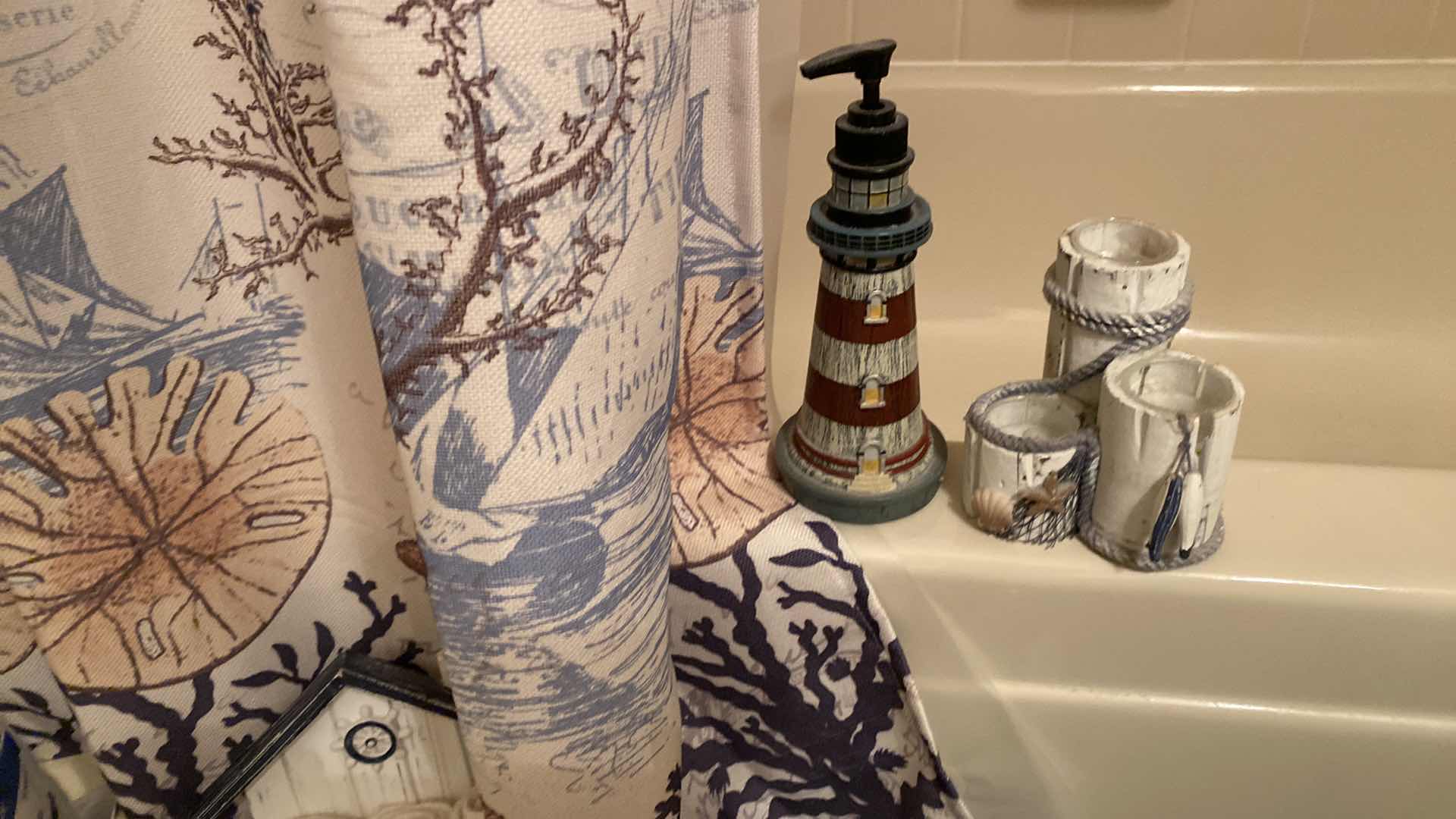 Photo 1 of BEACH BATHROOM ACCESSORIES AND BATHROOM ITEMS - TOTE NOT INCLUDED BRING BOX