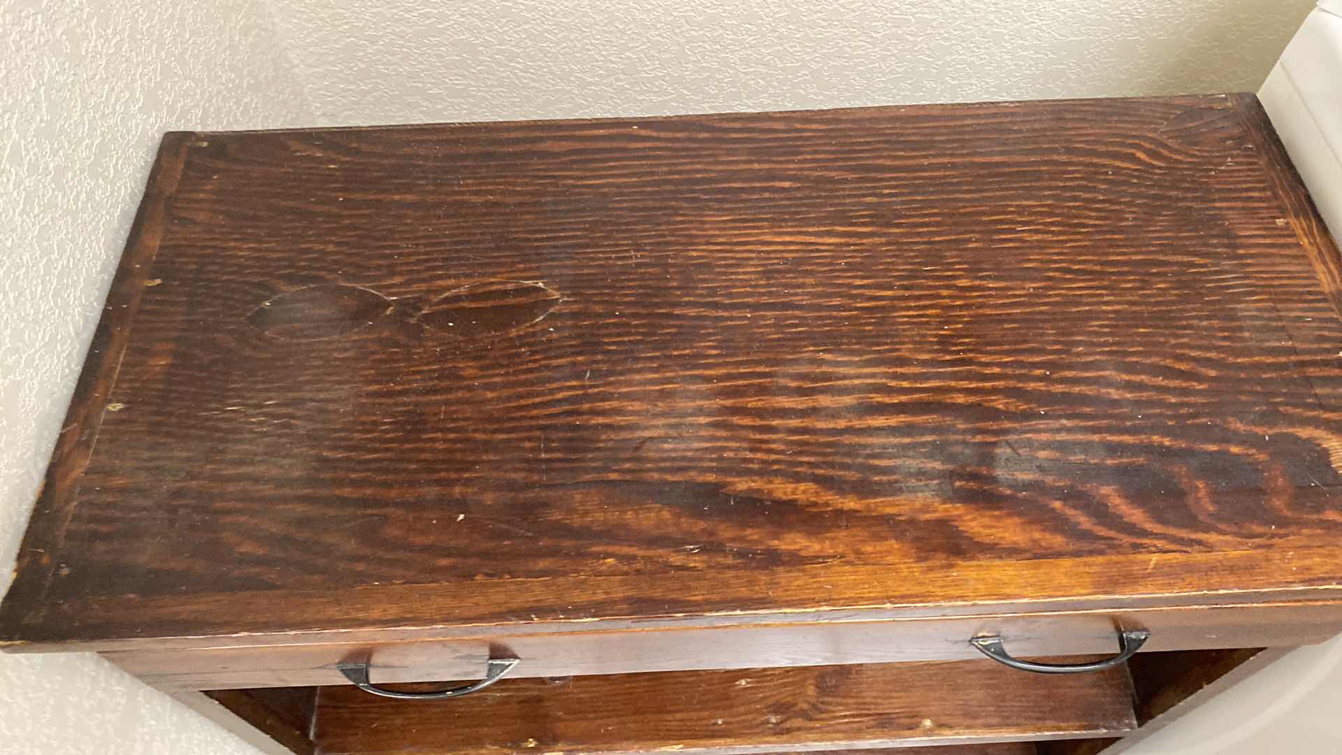 Photo 1 of WOOD 2 SHELF WITH 1 DRAWER OPEN CABINET 35” x 16 1/2” H 33 1/2”