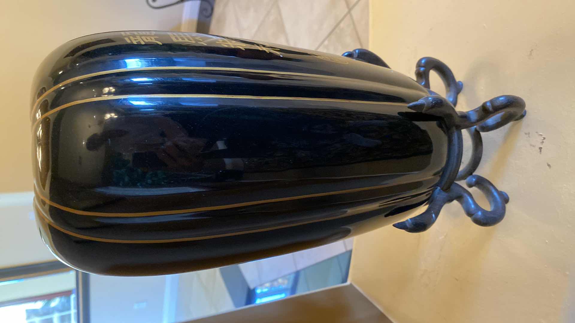 Photo 1 of MAITLAND SMITH PORCELAIN VASE SIGNED MADE IN CHINA H 17 1/2” INCLUDING STAND