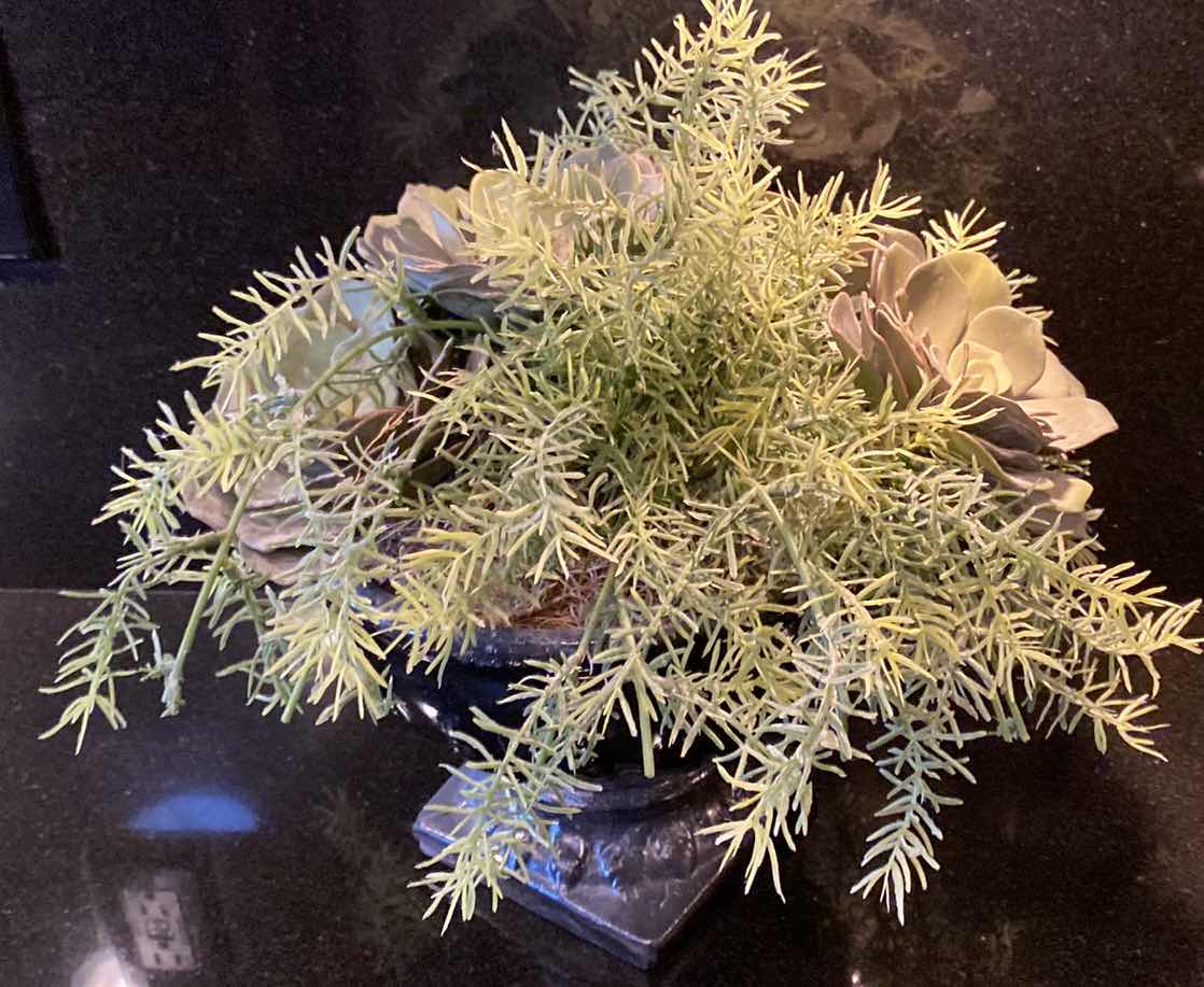 Photo 1 of SUCCULENT FAUX FLORAL IN CERAMIC VASE H 11”