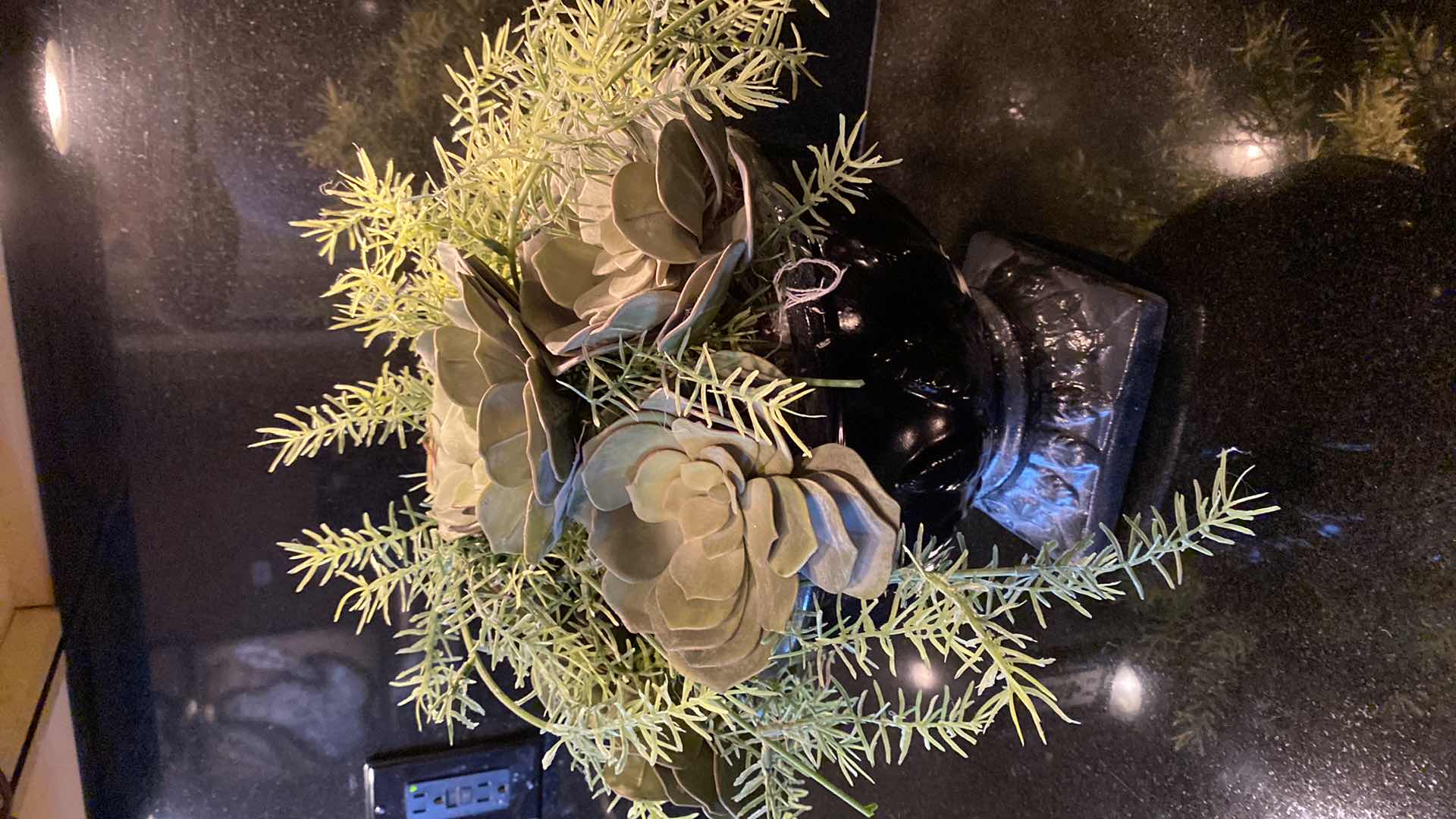 Photo 1 of SUCCULENT FAUX FLORAL IN CERAMIC VASE H 11”