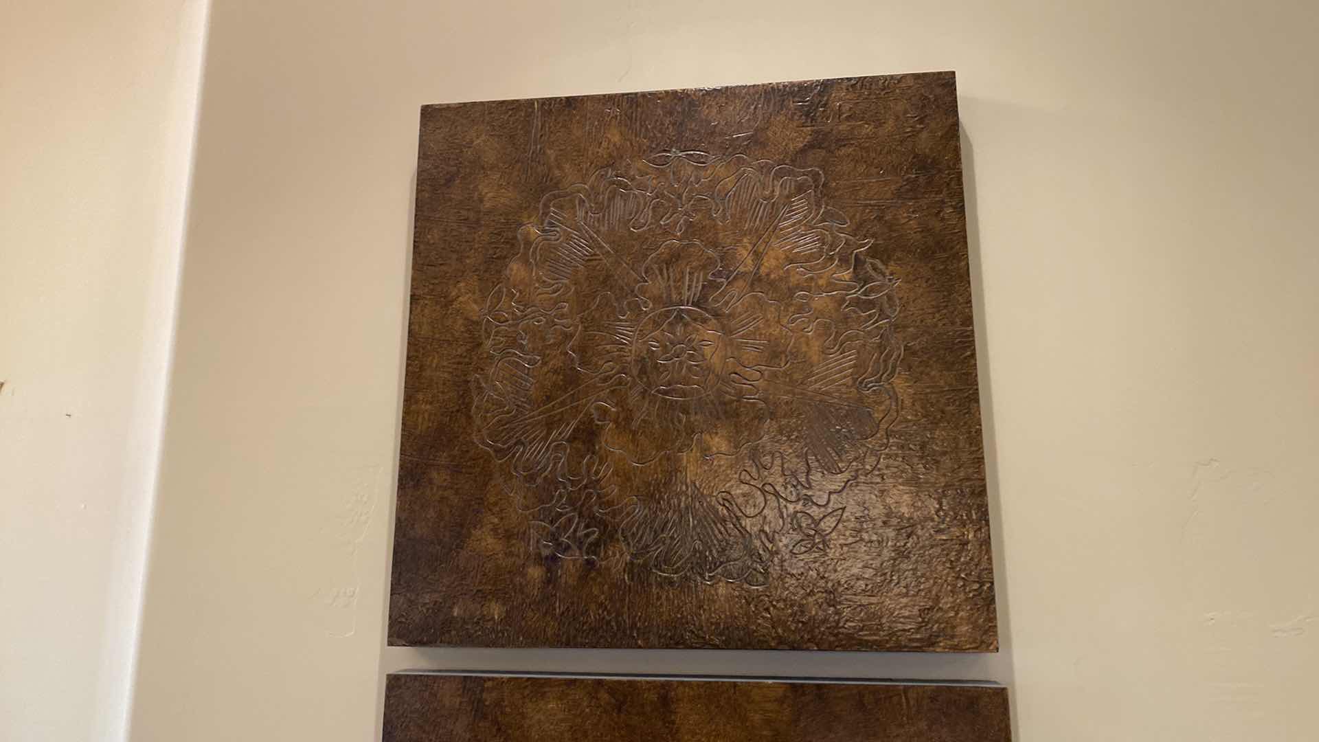 Photo 1 of PAIR OF DECORATIVE LINE FLORAL ARTWORK 23 1/2” x 23 1/2”