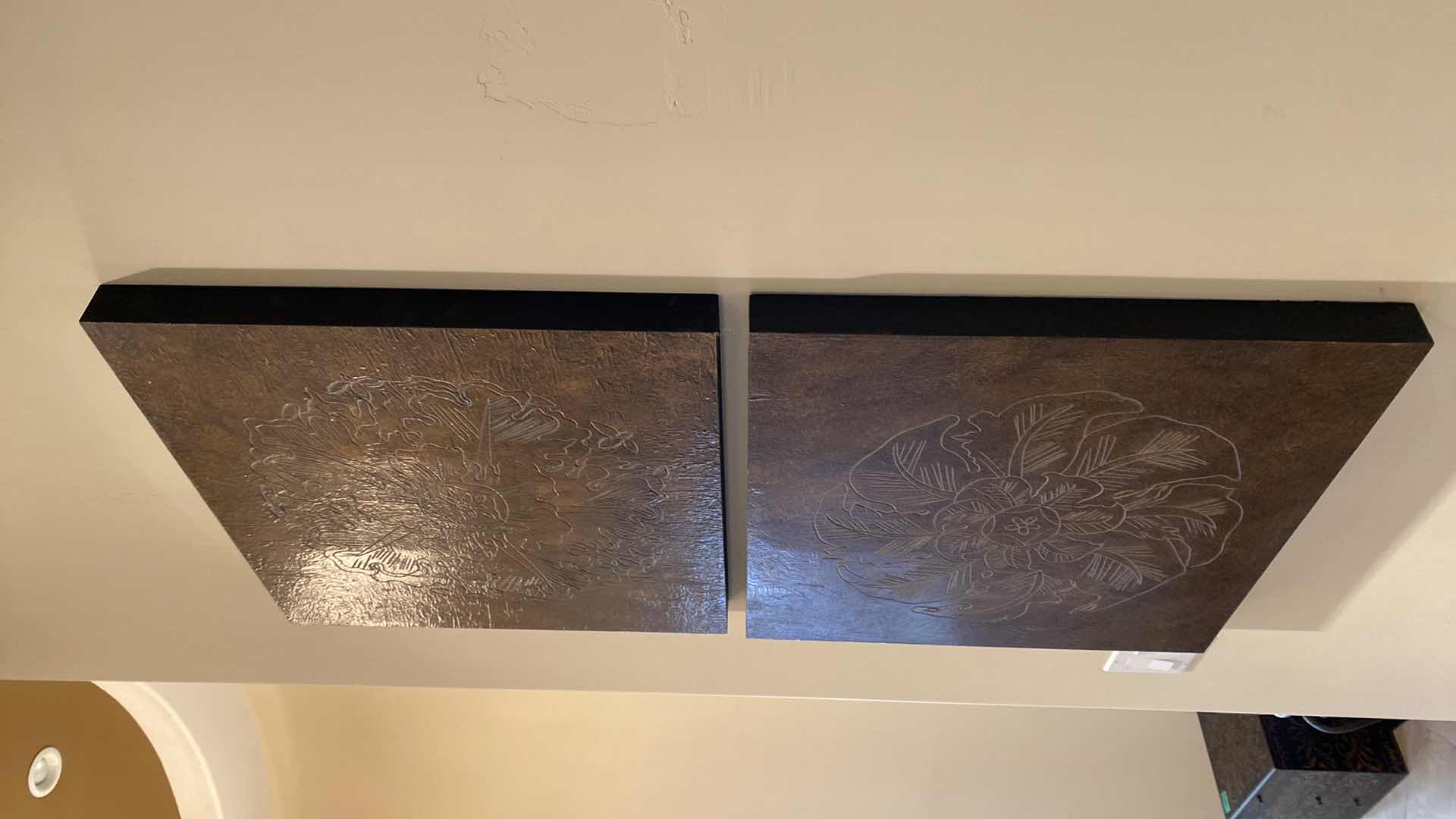 Photo 1 of PAIR OF DECORATIVE LINE FLORAL ARTWORK 23 1/2” x 23 1/2”