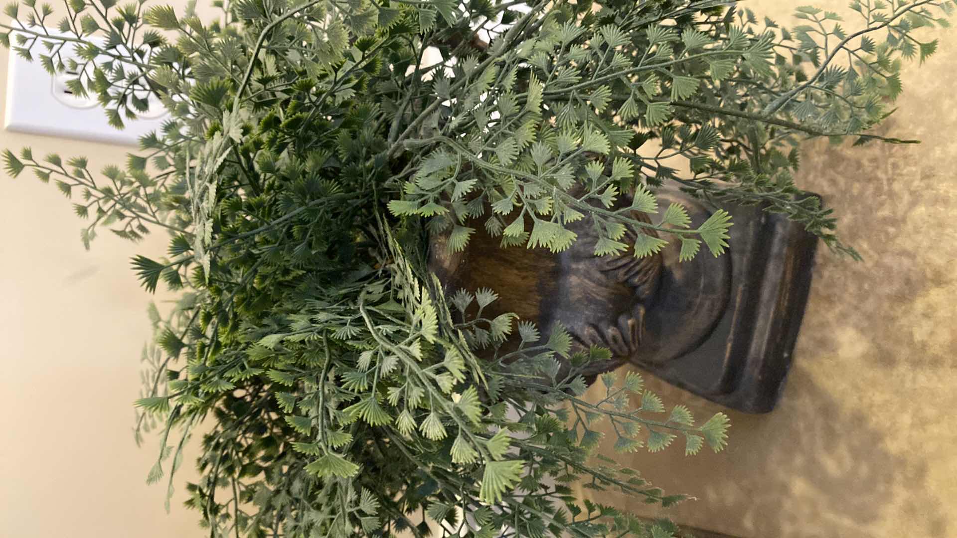 Photo 1 of 2 FAUX PLANTS IN URNS AND CORBEL H 15 1/2”