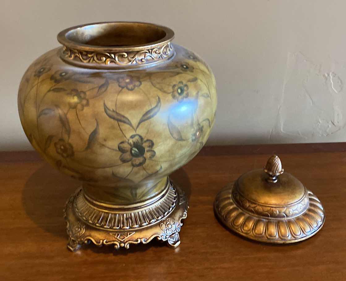 Photo 1 of DECORATIVE CERAMICS URN WITH LID 10” x 14 1/2”