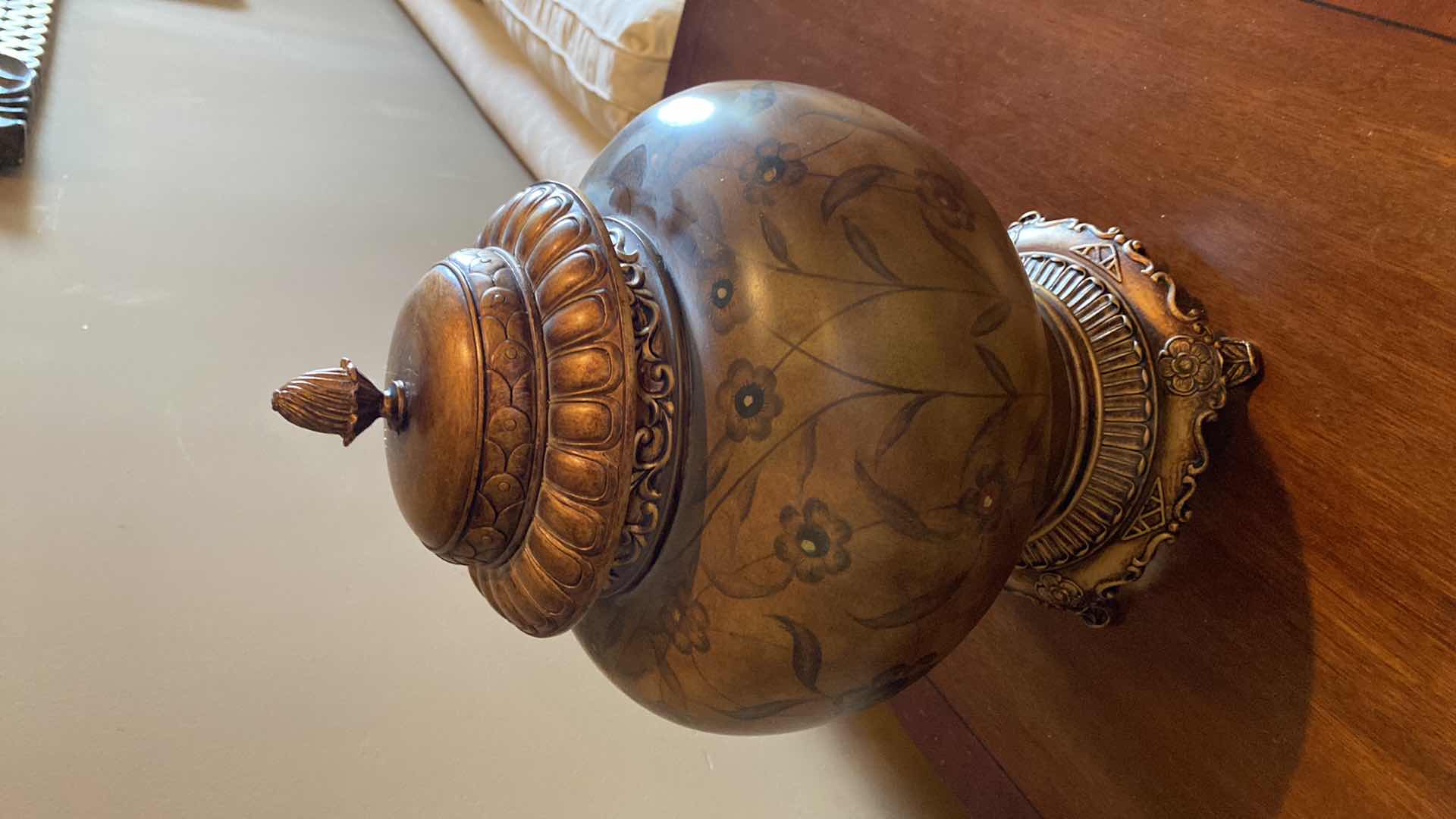 Photo 1 of DECORATIVE CERAMICS URN WITH LID 10” x 14 1/2”